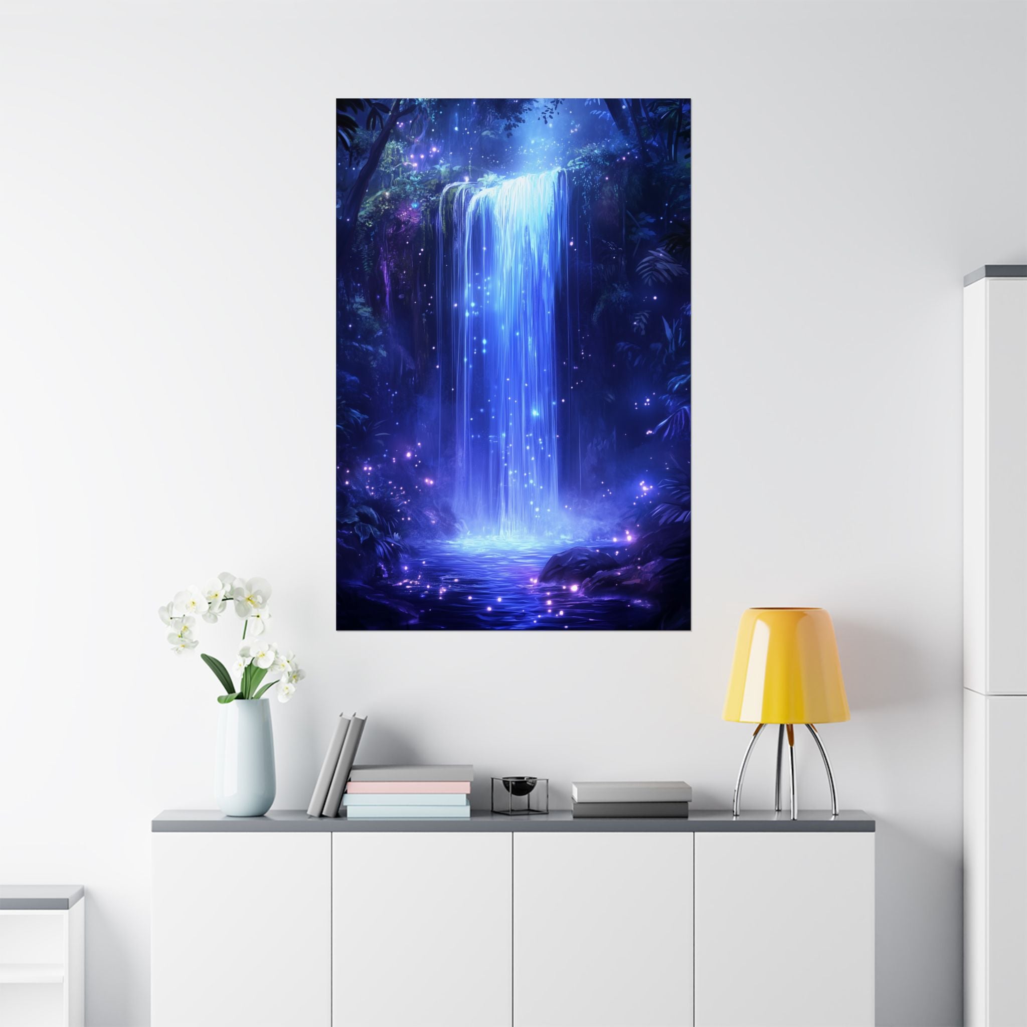 Enchanted Waterfall Oasis Poster Wall Art - SynthFrame