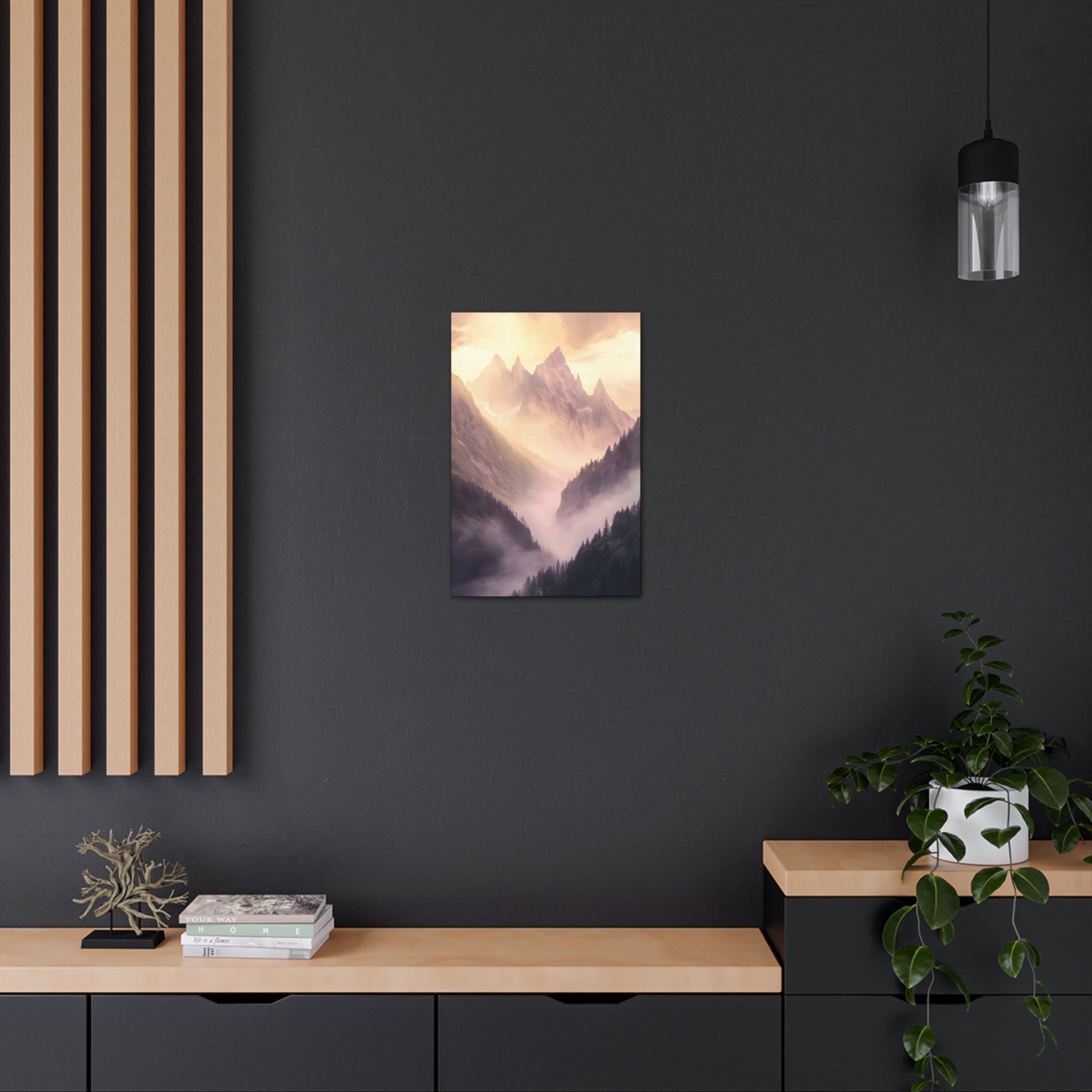 Misty Mountain Dreamscape Canvas Wall Art - SynthFrame