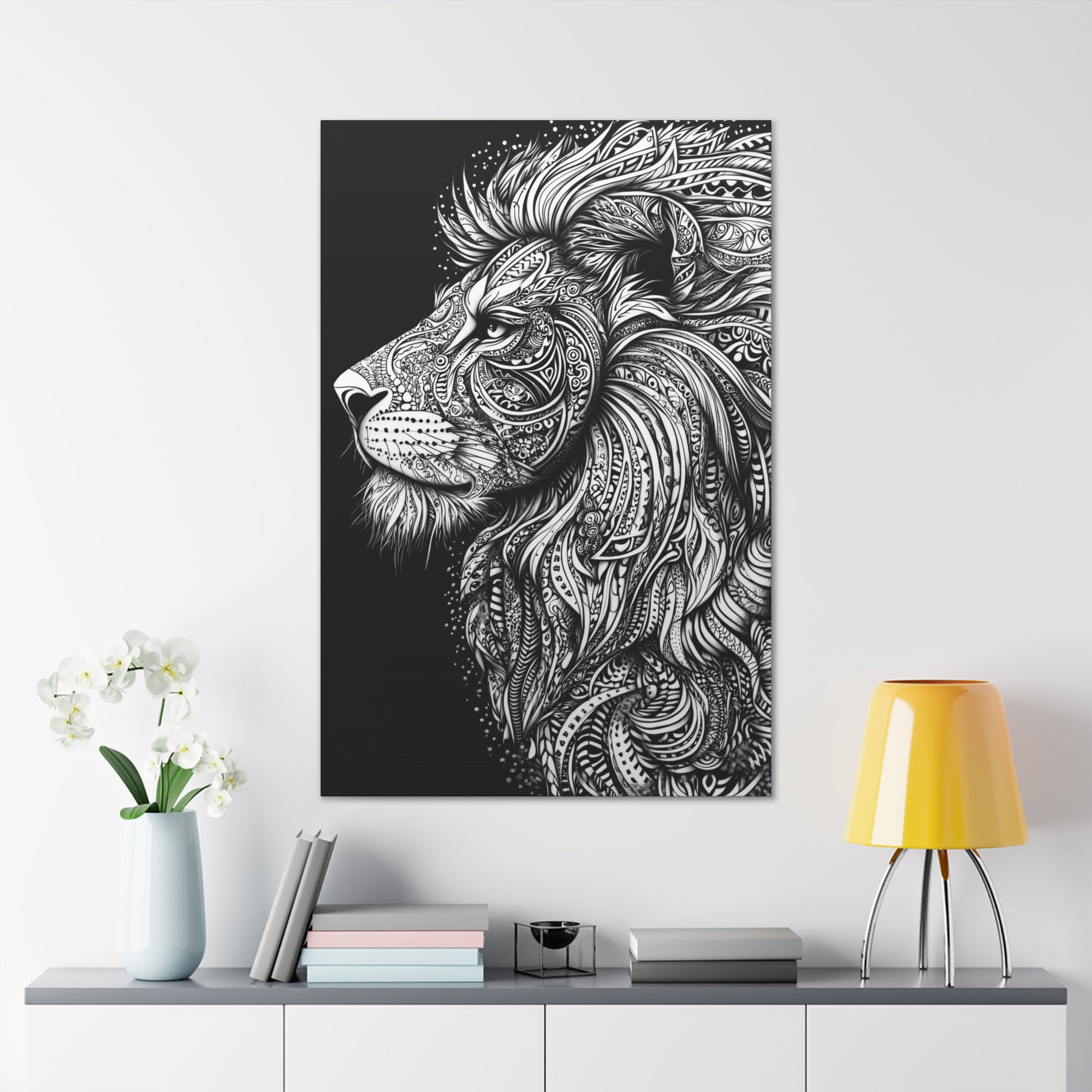 Zentangle Lion Canvas Wall Art - SynthFrame