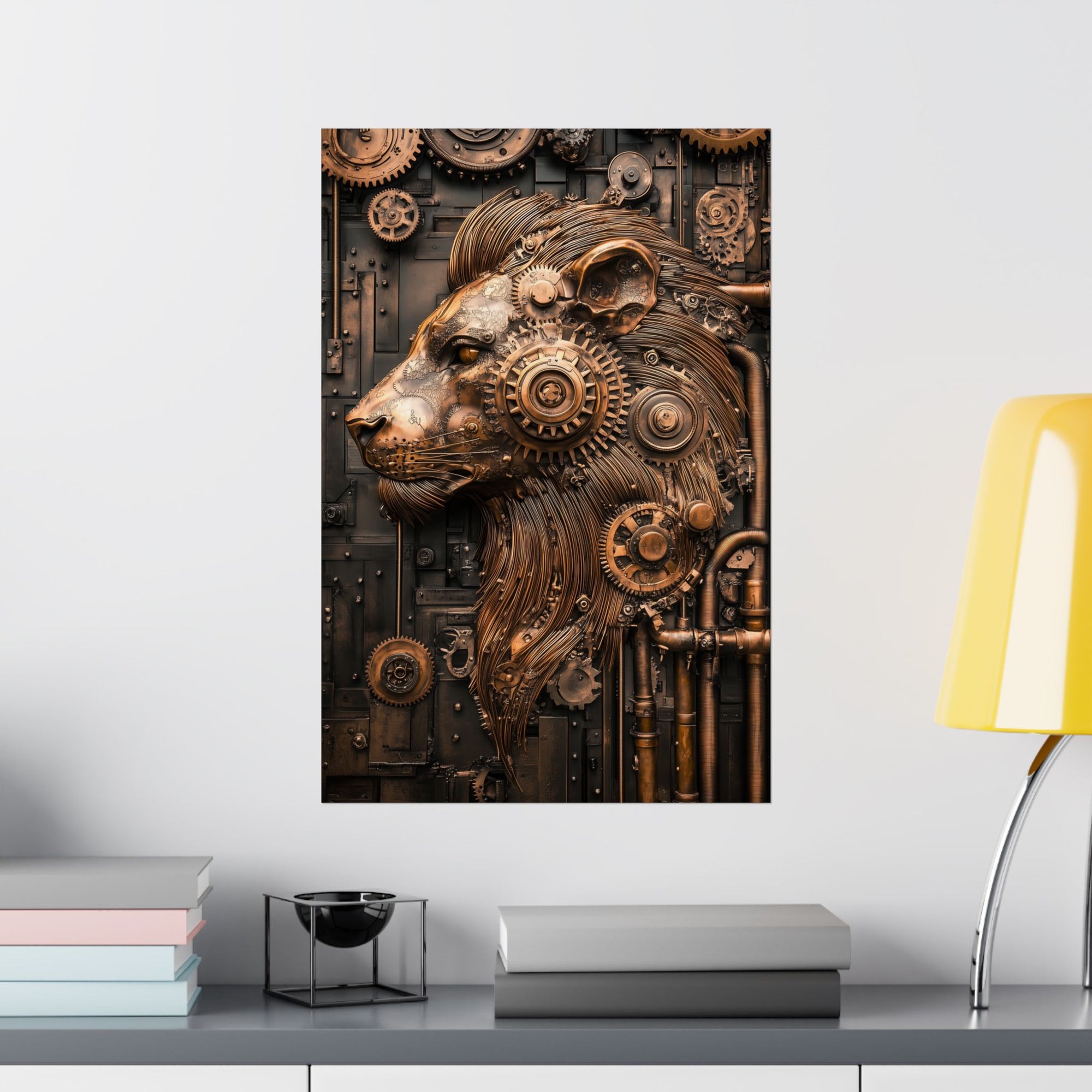 Steampunk Lion: Mechanical Marvel Poster