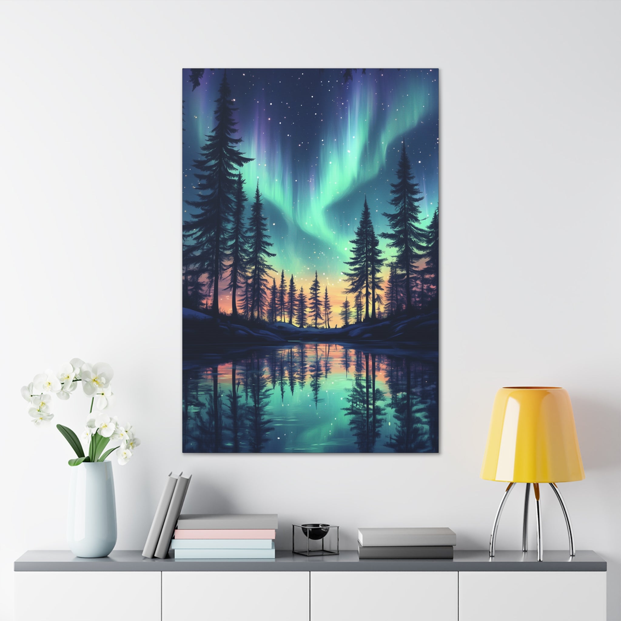 Northern Lights Wonder Canvas Wall Art - SynthFrame