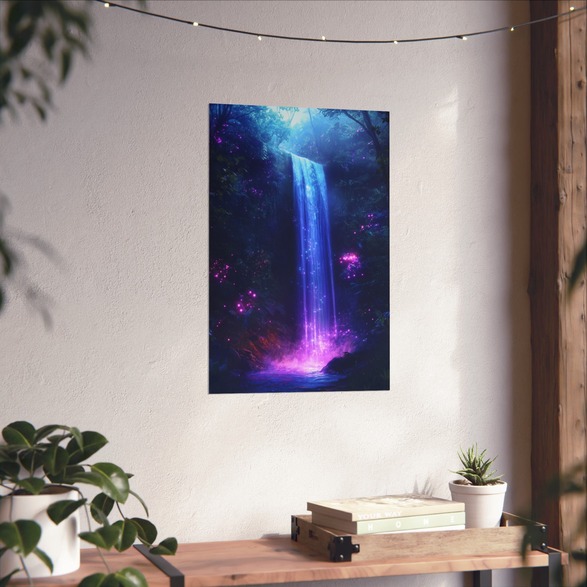 Enchanted Waterfall Oasis Poster Wall Art - SynthFrame