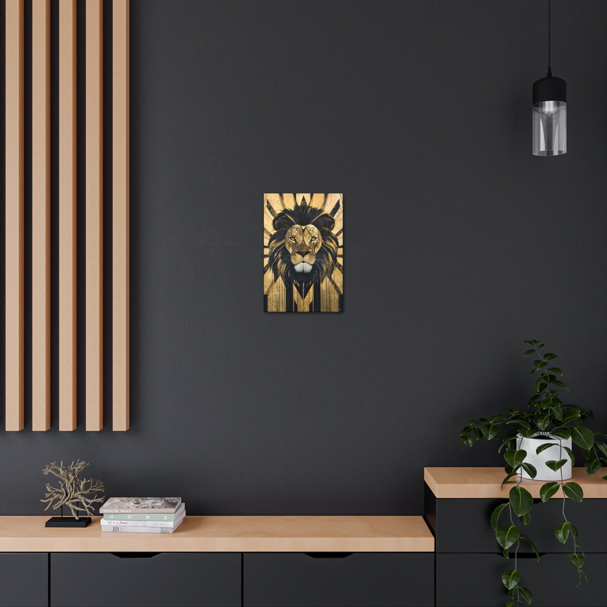 Gilded Lion Canvas Wall Art - SynthFrame