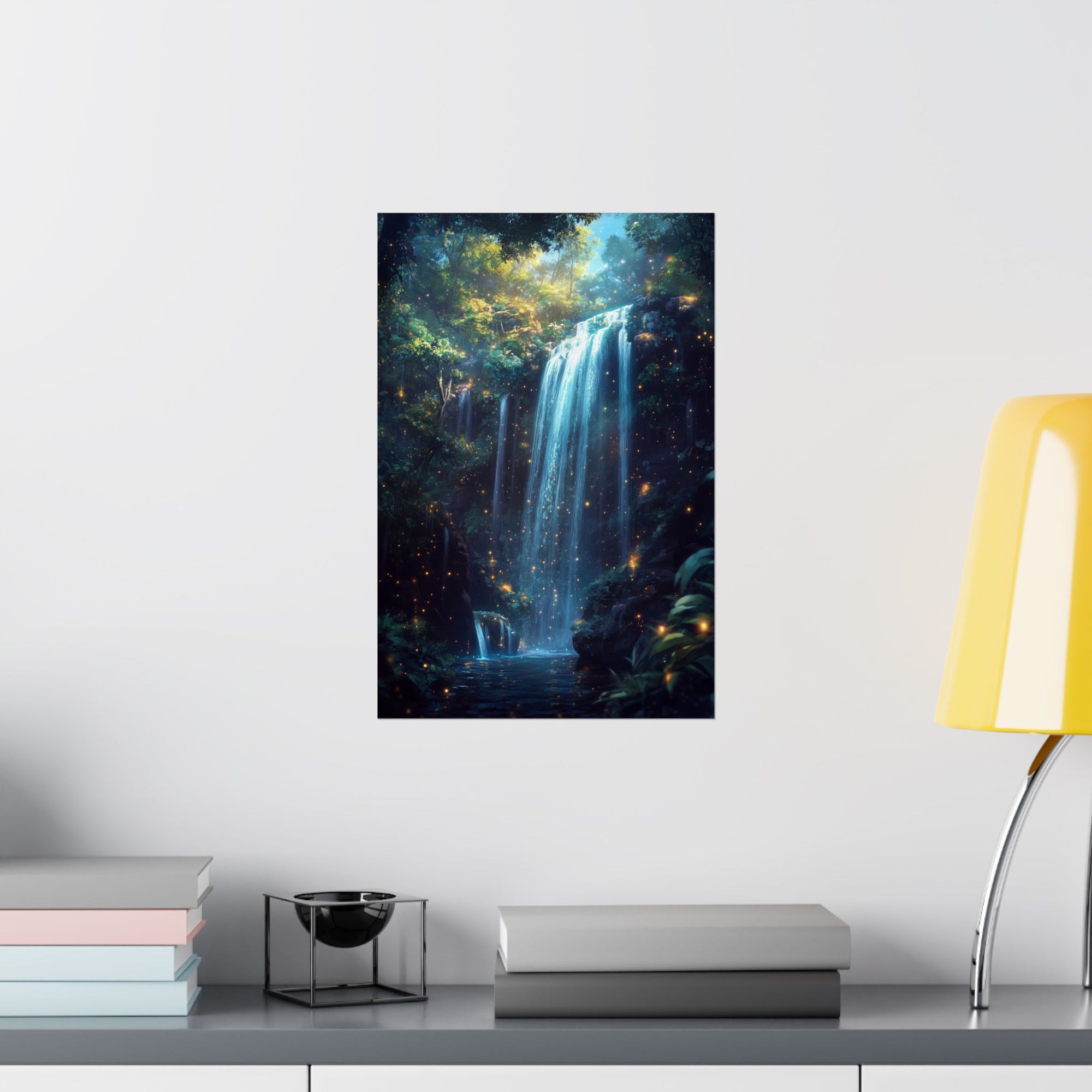 Enchanted Waterfall Oasis Poster Wall Art - SynthFrame