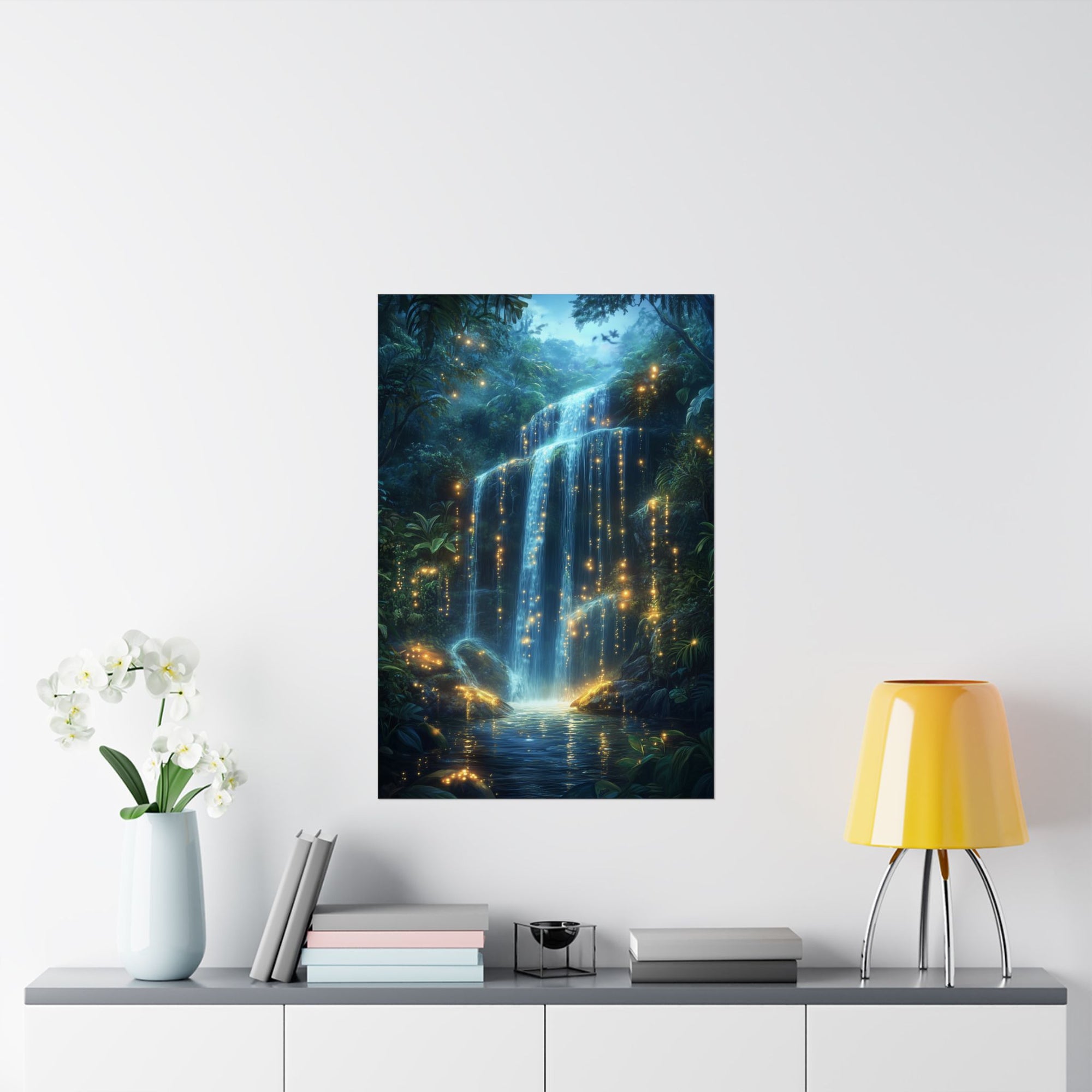 Enchanted Waterfall Oasis Poster Wall Art - SynthFrame