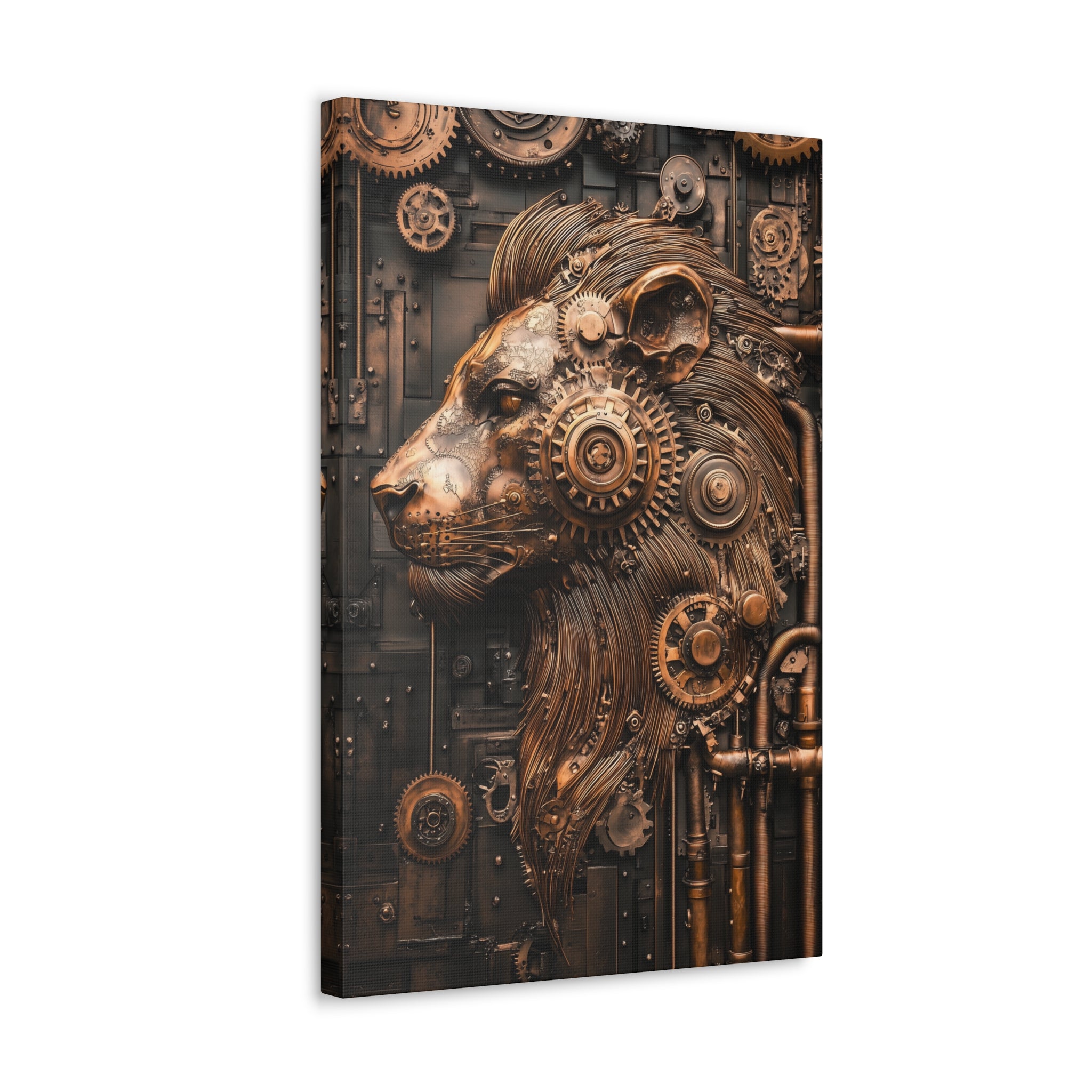 Steampunk Lion Canvas Wall Art - SynthFrame