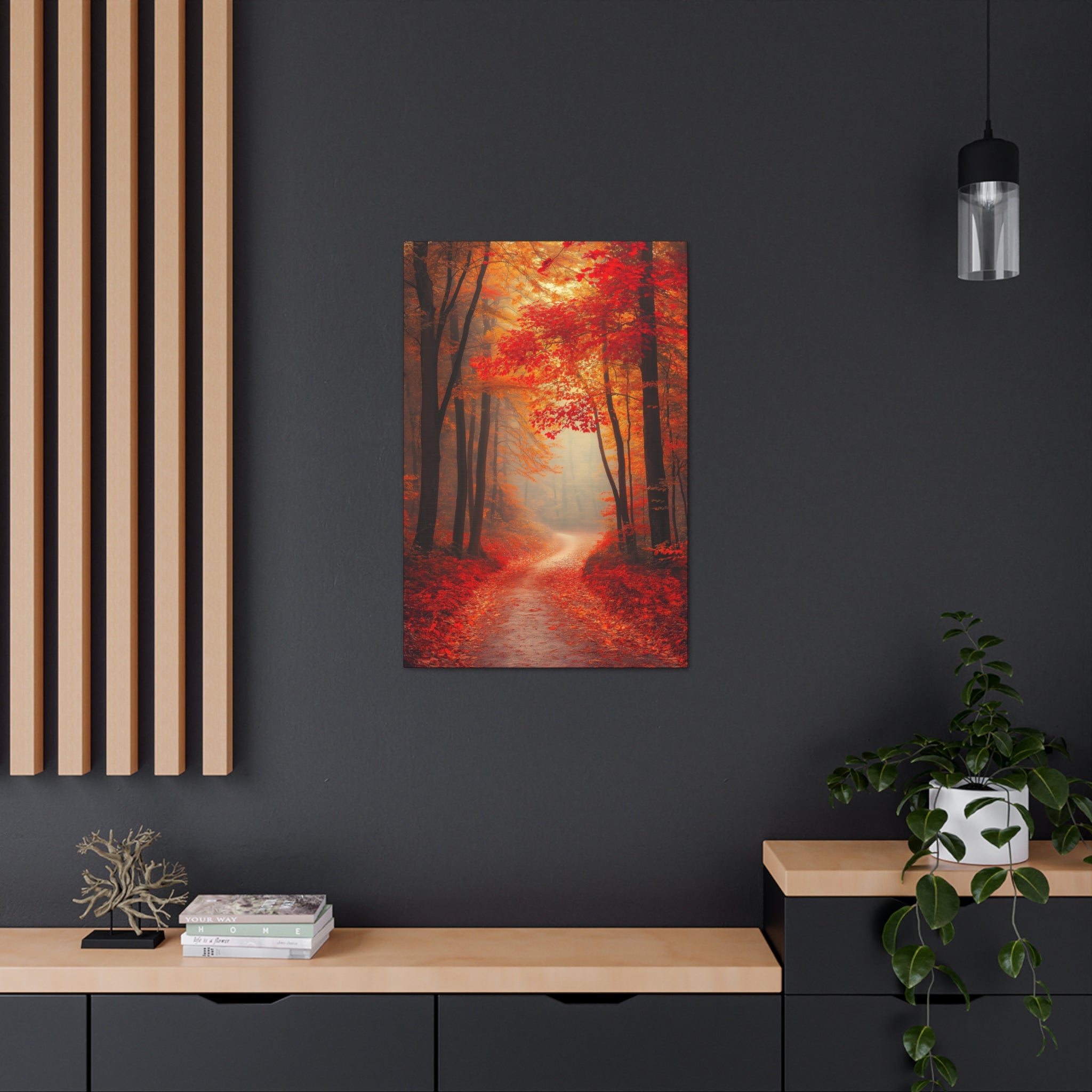 Autumn Forest Path Canvas Wall Art - SynthFrame