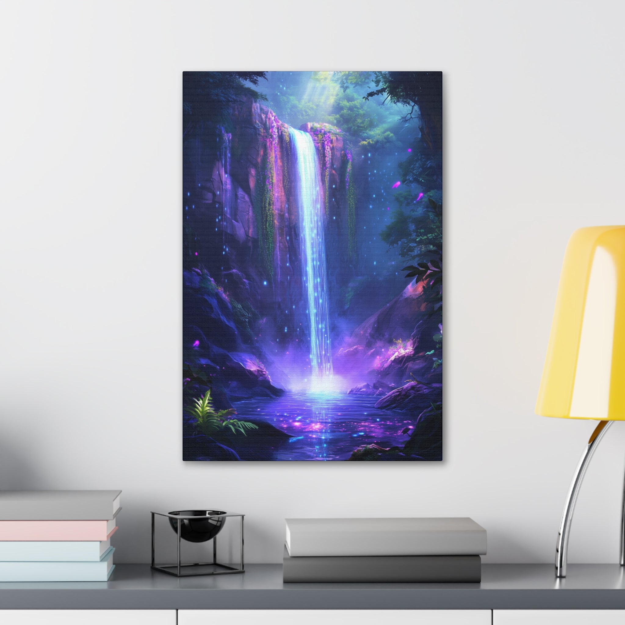 Enchanted Waterfall Oasis Canvas Wall Art - SynthFrame