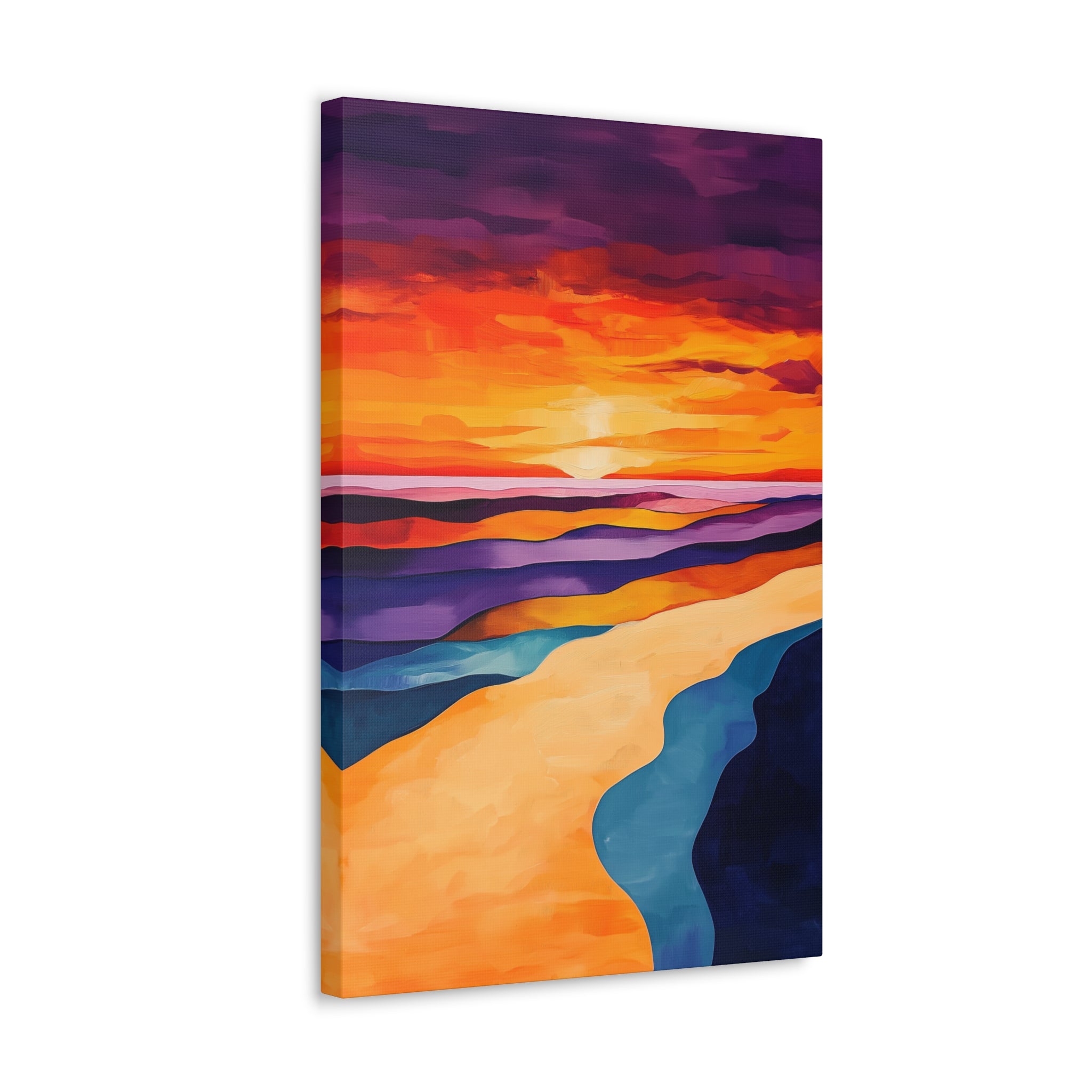 Abstract Coastal Sunset Canvas Wall Art - SynthFrame