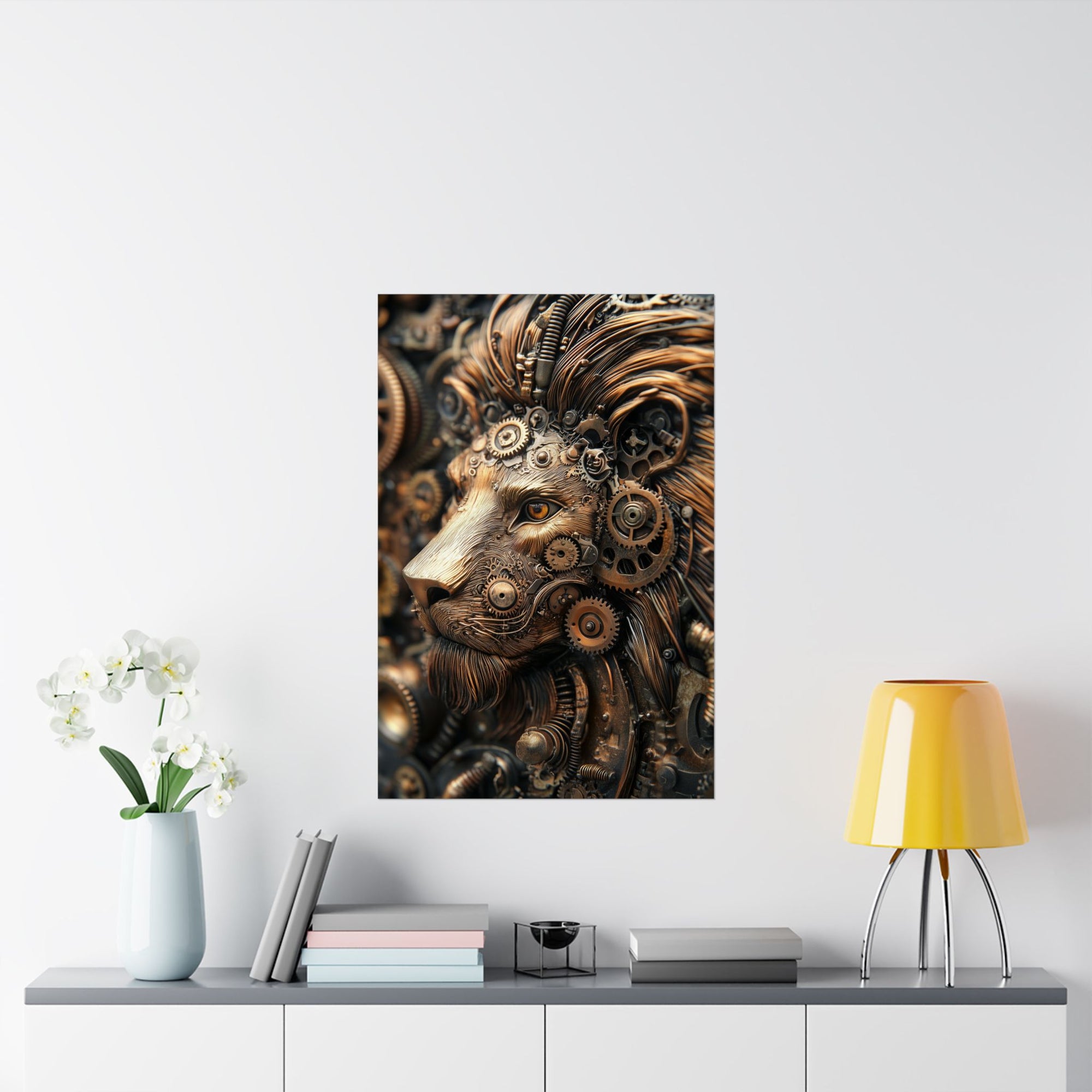 Steampunk Lion: Mechanical Marvel Poster