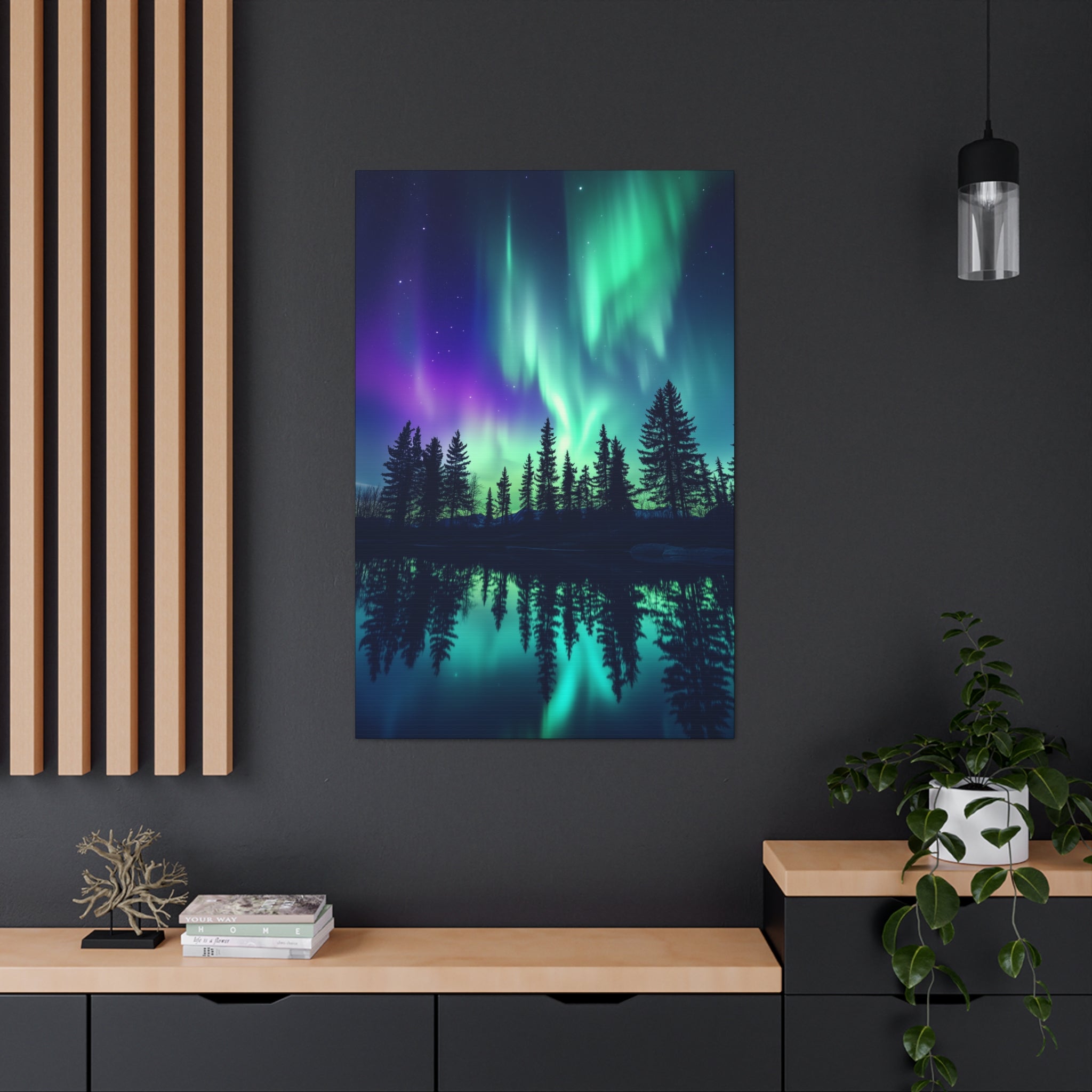 Northern Lights Wonder Canvas Wall Art - SynthFrame