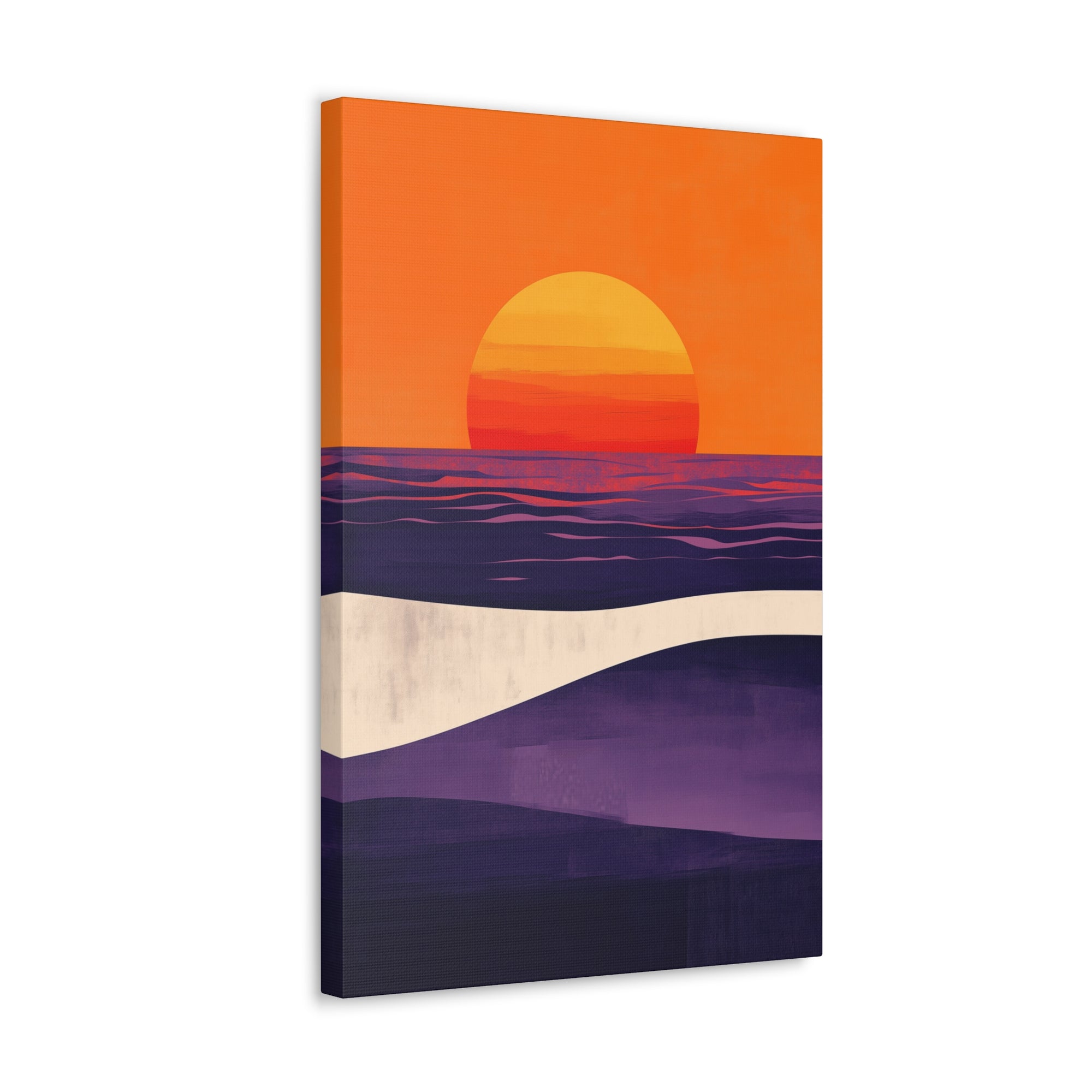 Abstract Coastal Sunset Canvas Wall Art - SynthFrame