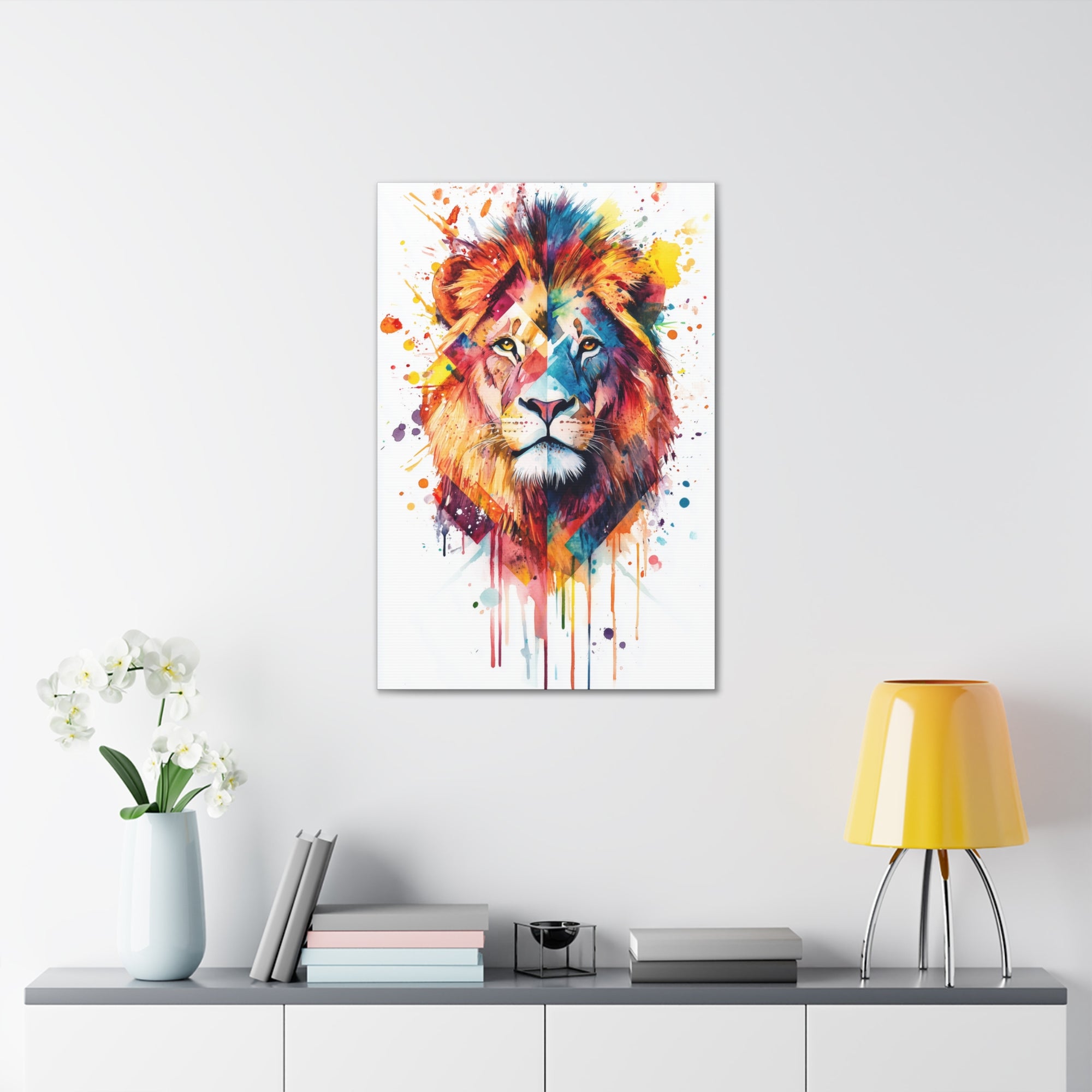 Watercolor Lion Canvas Wall Art - SynthFrame