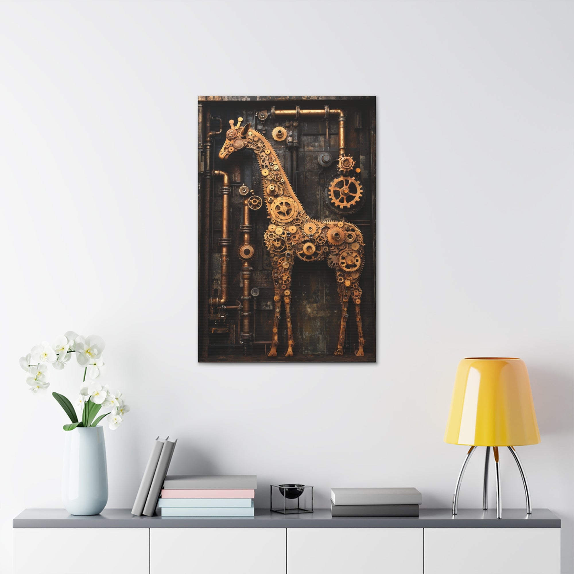 Steampunk Giraffe Canvas Wall Art - SynthFrame