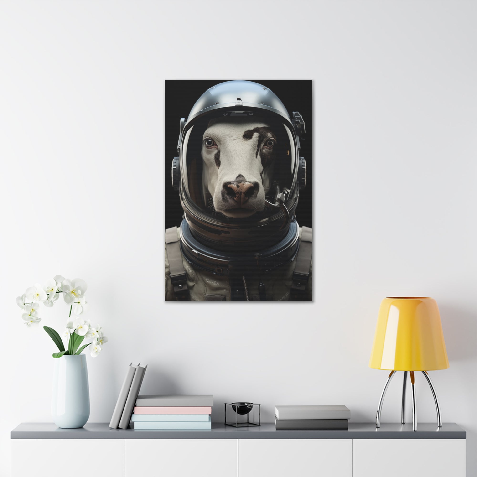 AstroCow 1 Canvas Wall Art - SynthFrame