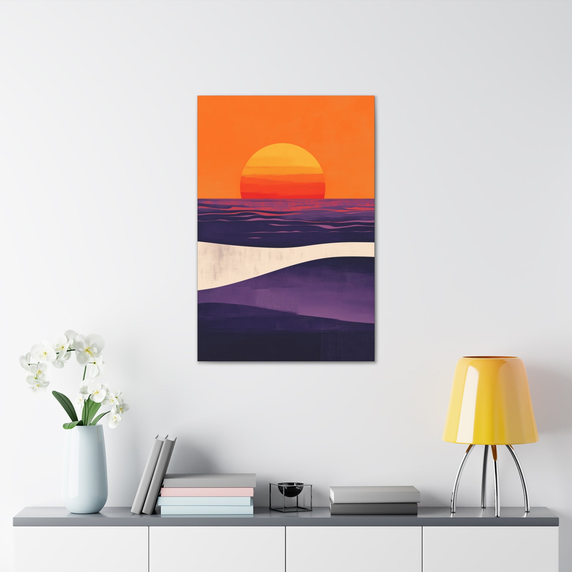 Abstract Coastal Sunset Canvas Wall Art - SynthFrame