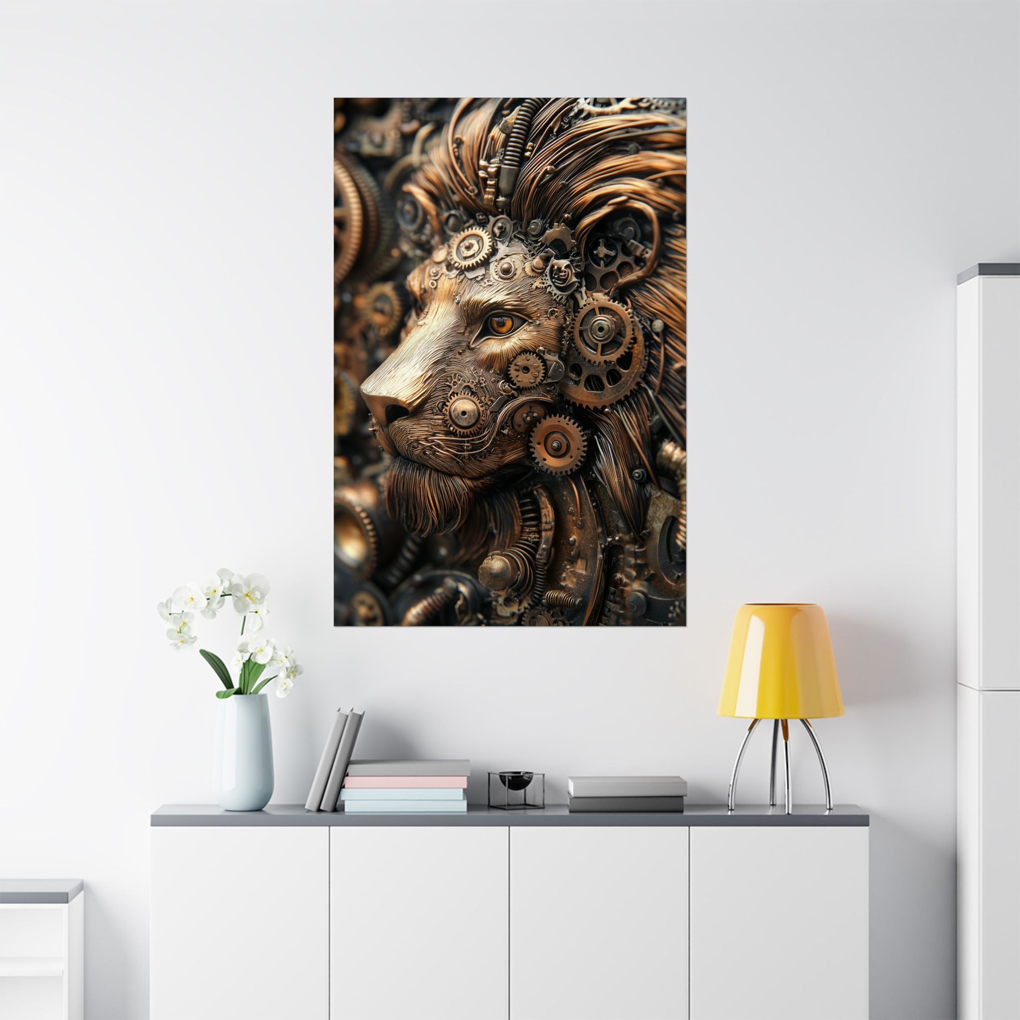 Steampunk Lion: Mechanical Marvel Poster