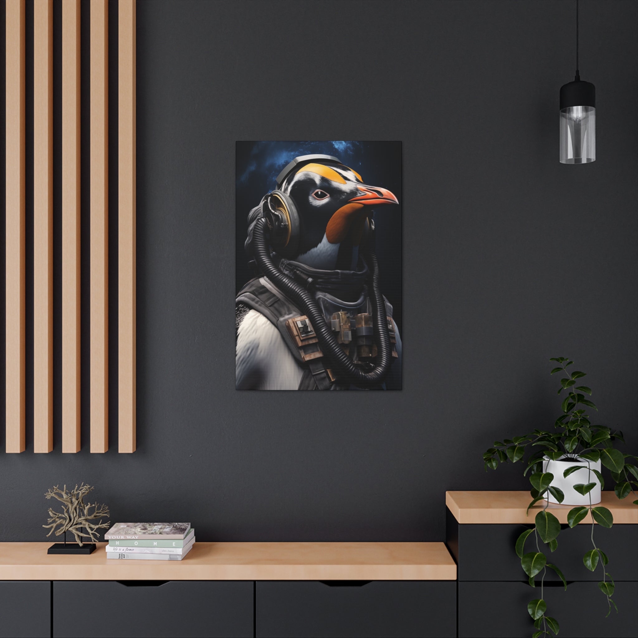 AstroPenguin 2 Canvas Wall Art - SynthFrame