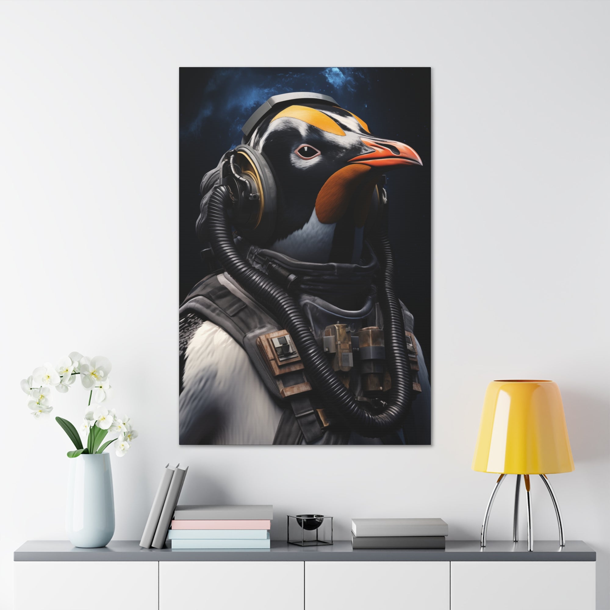 AstroPenguin 2 Canvas Wall Art - SynthFrame