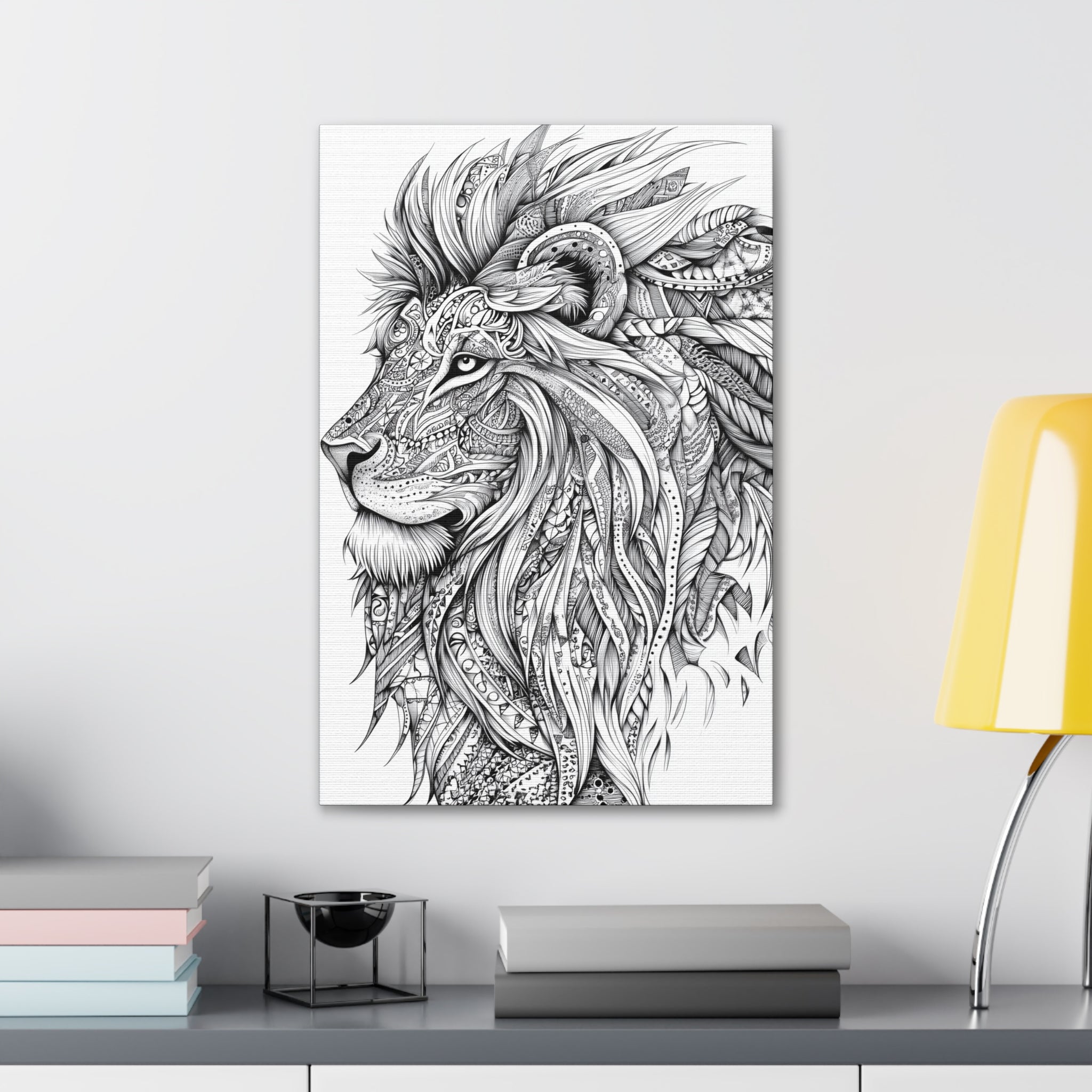 Zentangle Lion Canvas Wall Art - SynthFrame