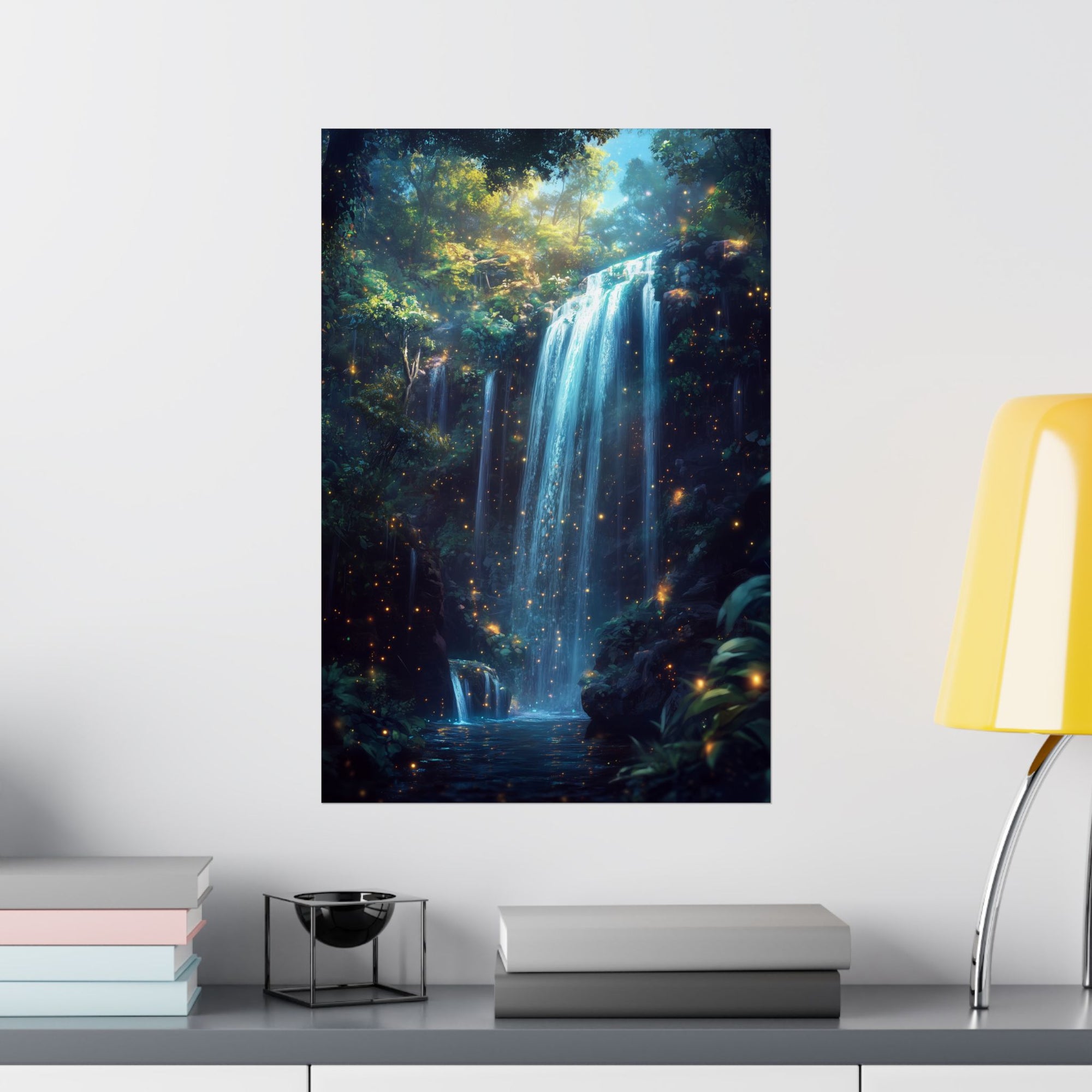 Enchanted Waterfall Oasis Poster Wall Art - SynthFrame