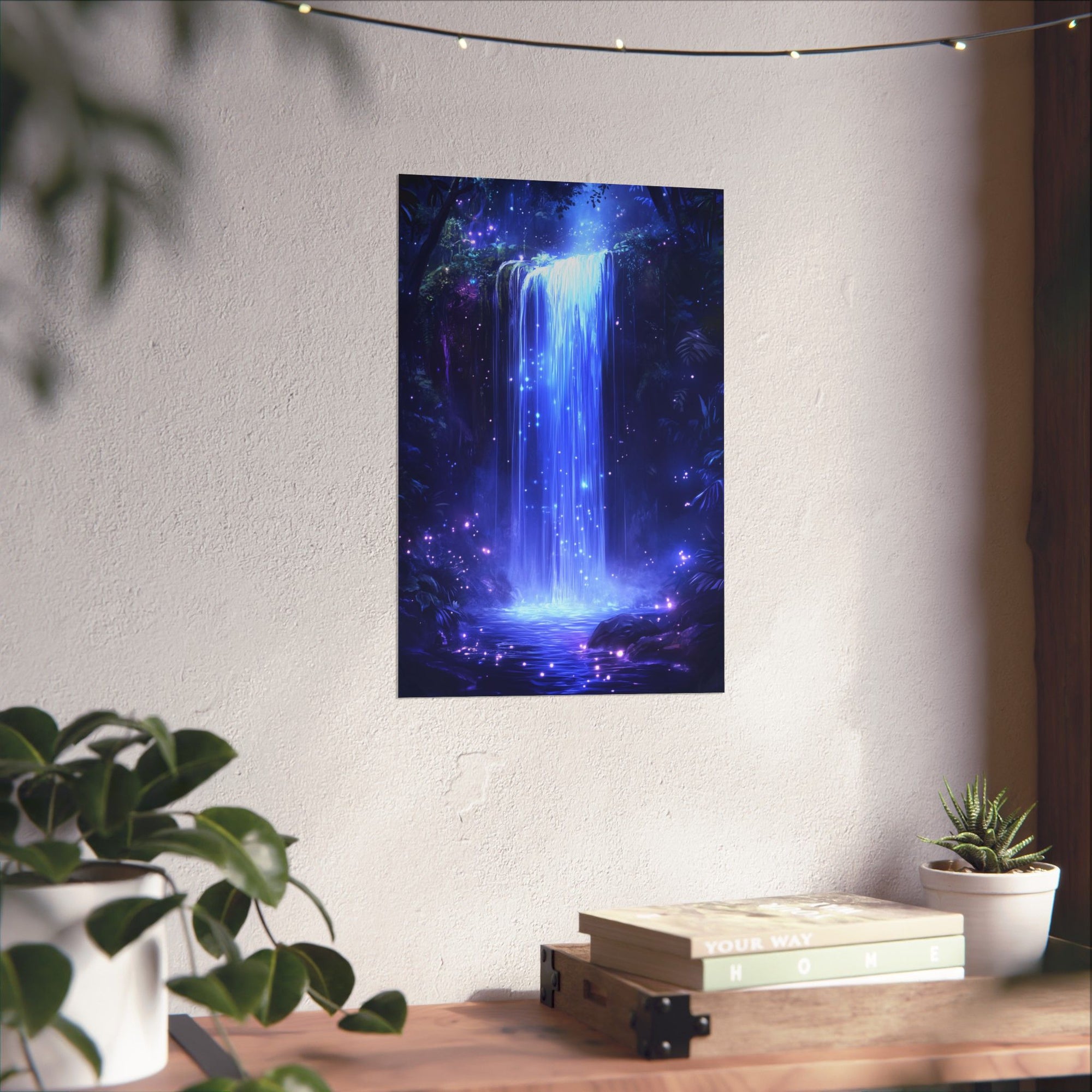 Enchanted Waterfall Oasis Poster Wall Art - SynthFrame