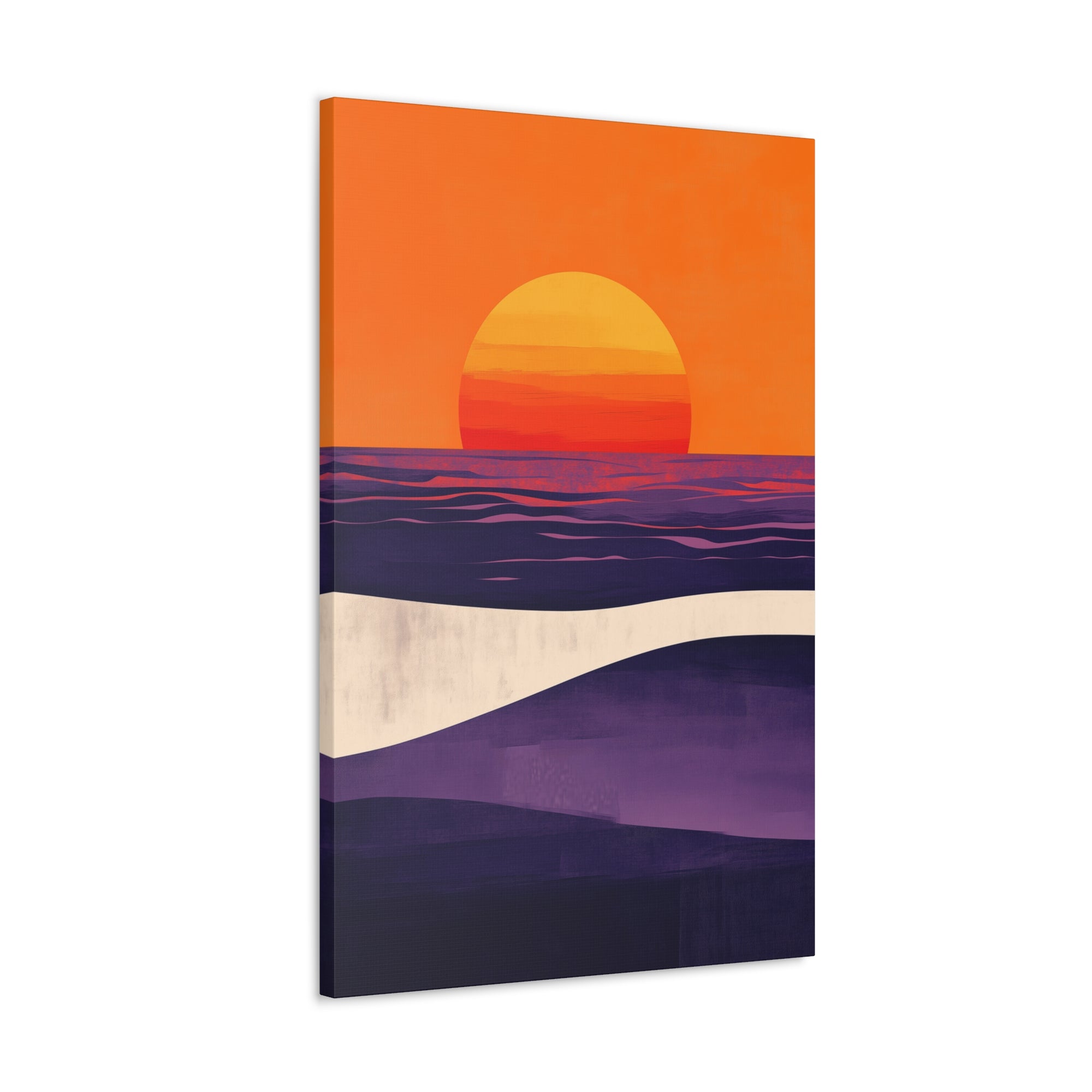 Abstract Coastal Sunset Canvas Wall Art - SynthFrame