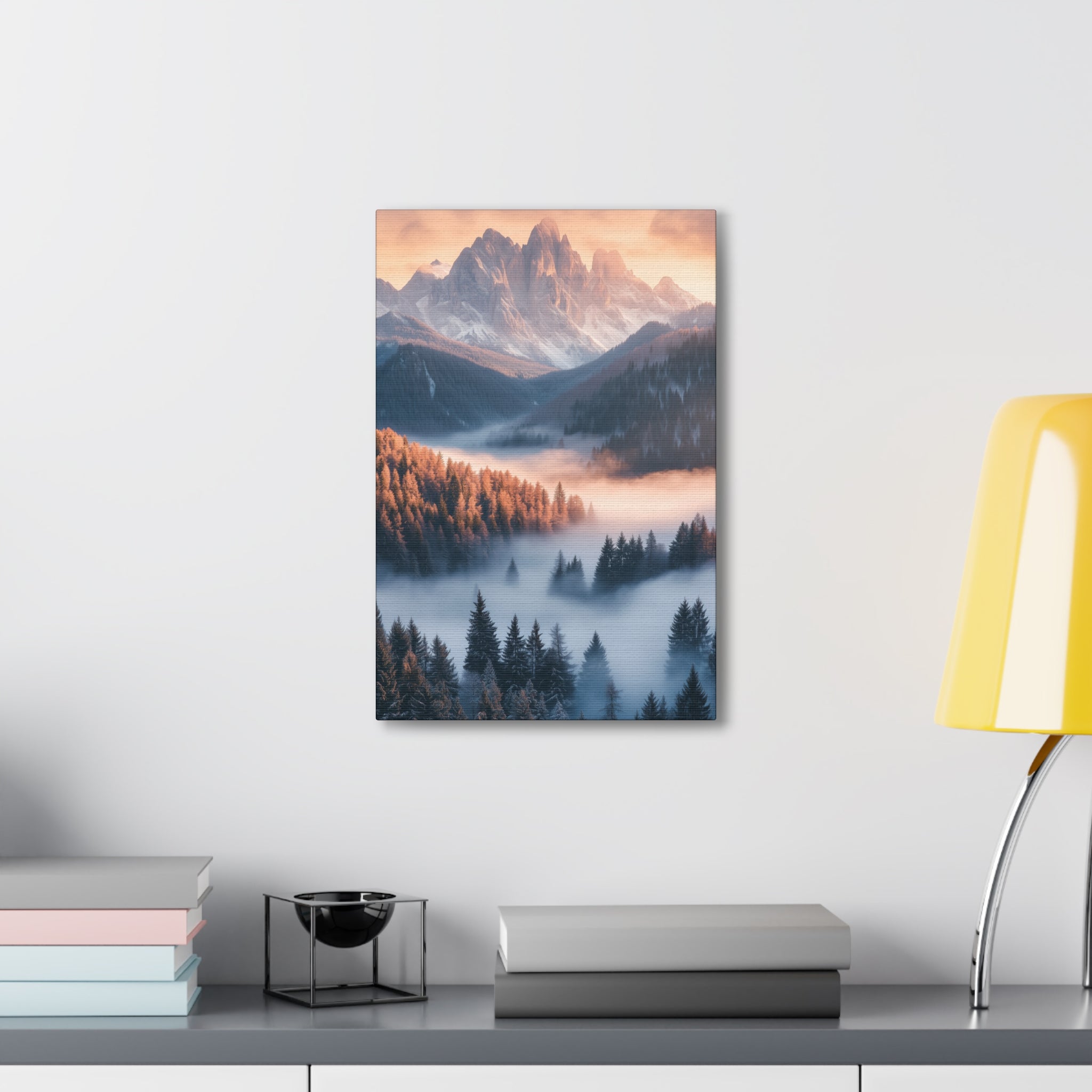 Misty Mountain Dreamscape Canvas Wall Art - SynthFrame