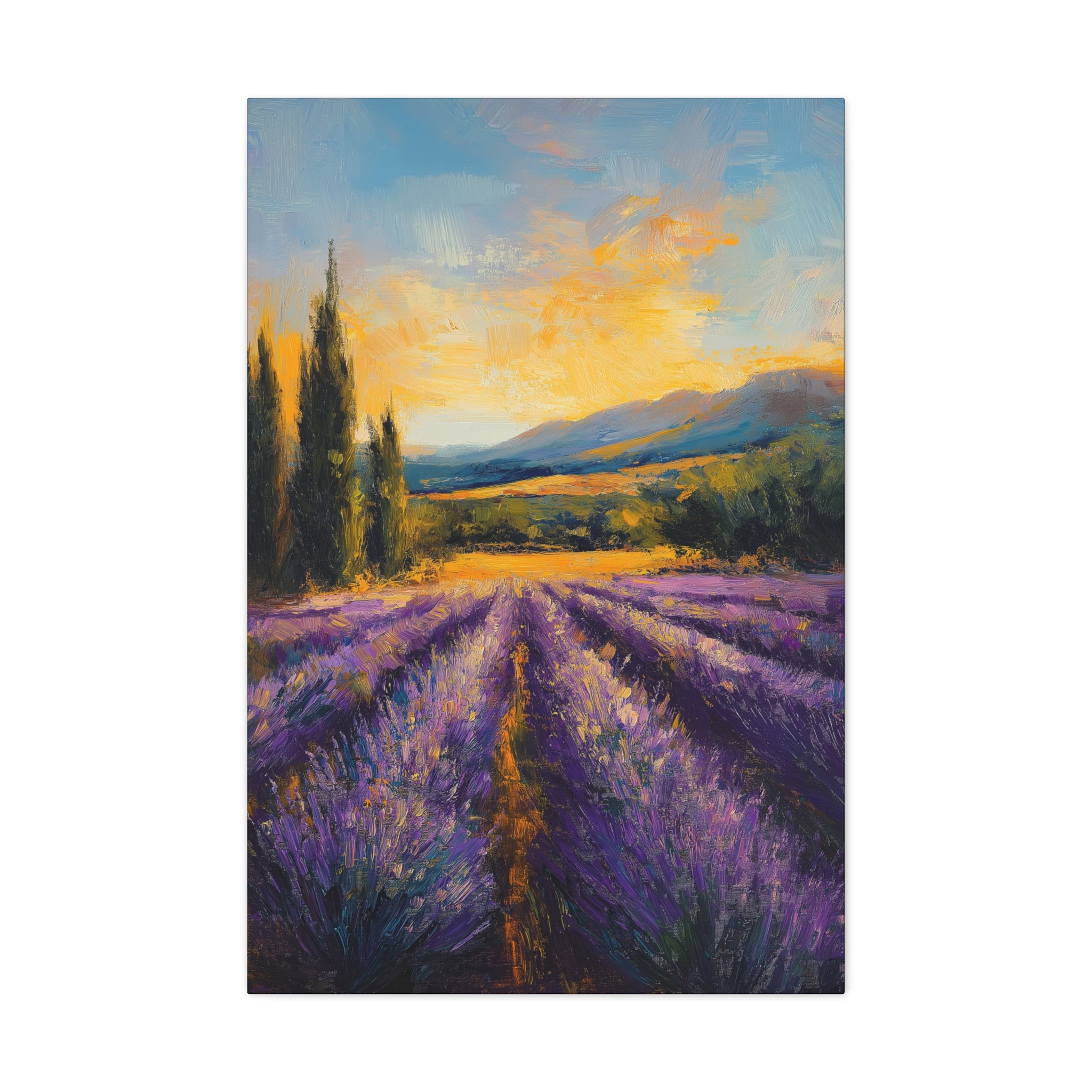 Impressionist Lavender Fields Canvas Wall Art - SynthFrame