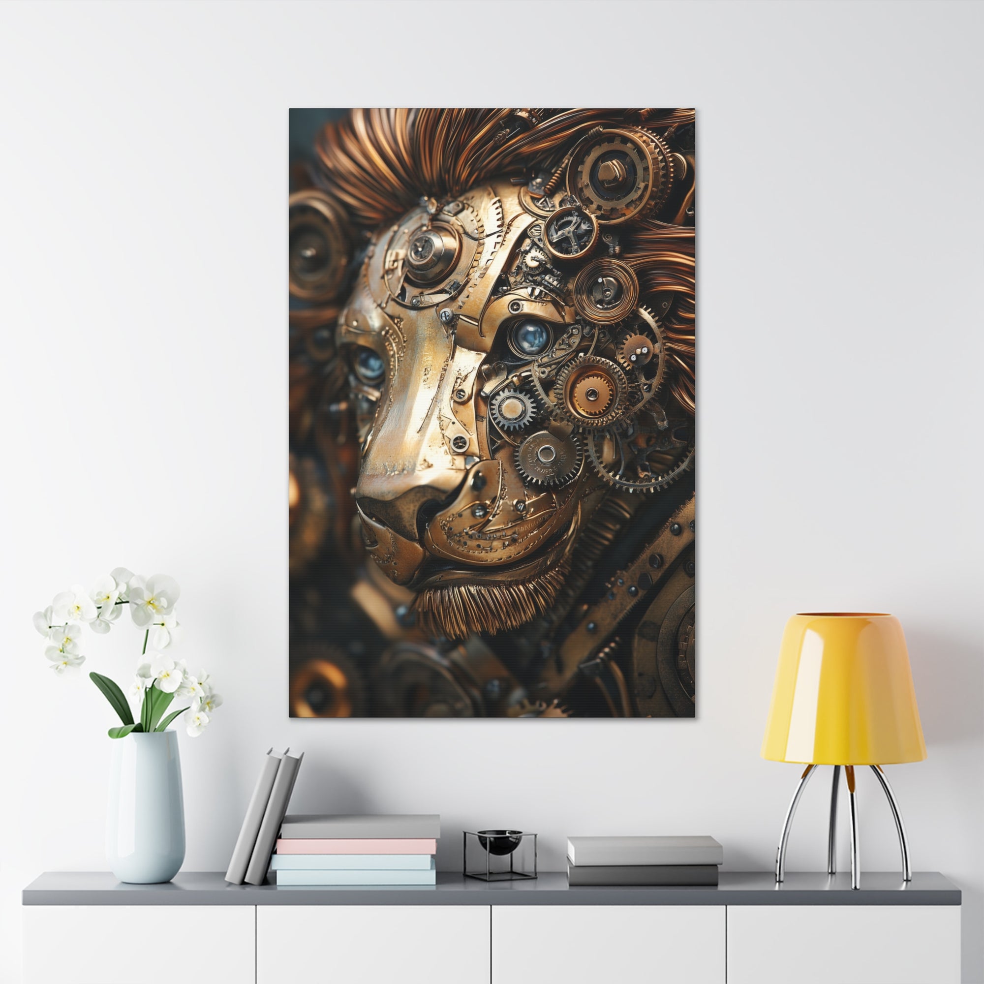 Steampunk Lion Canvas Wall Art - SynthFrame