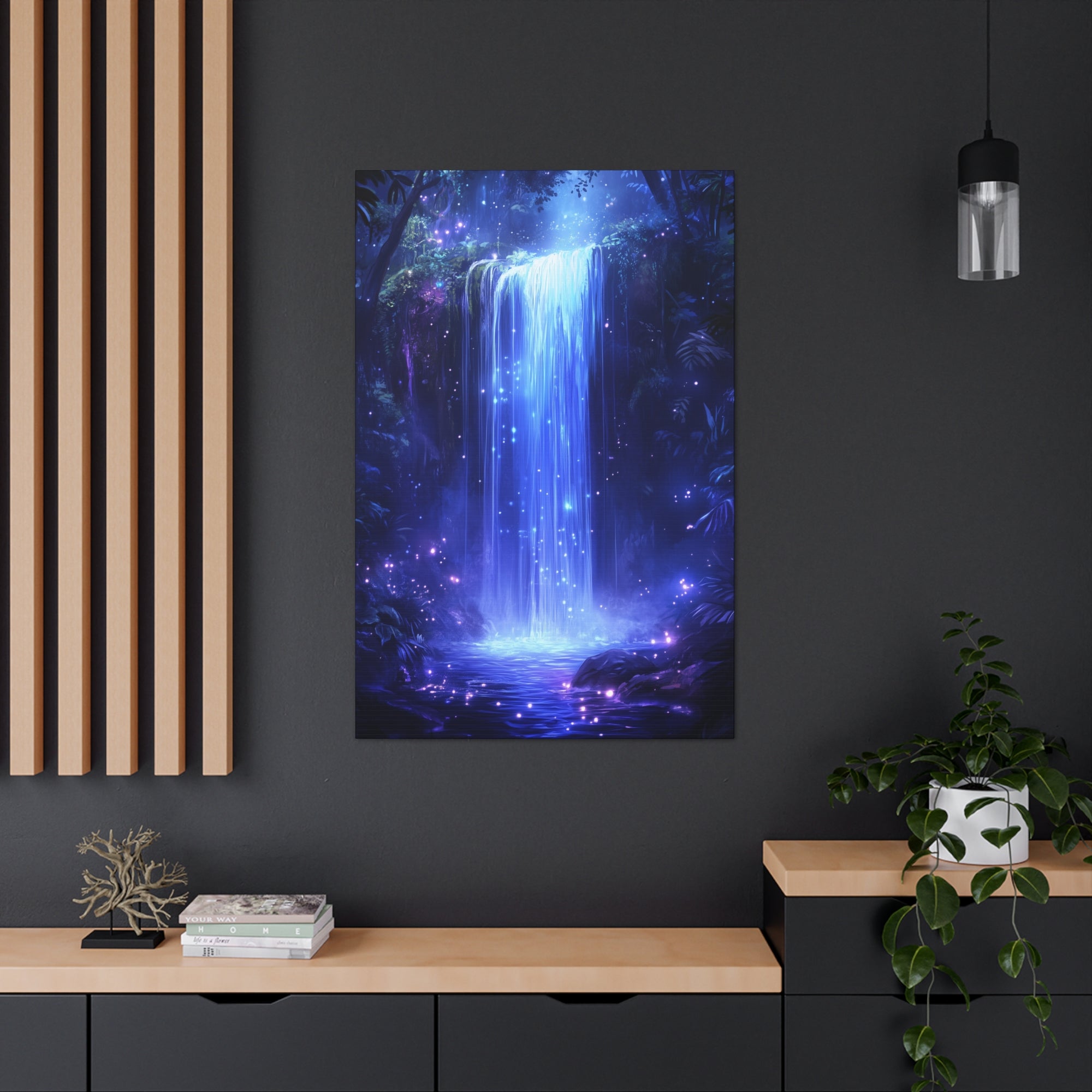 Enchanted Waterfall Oasis Canvas Wall Art - SynthFrame