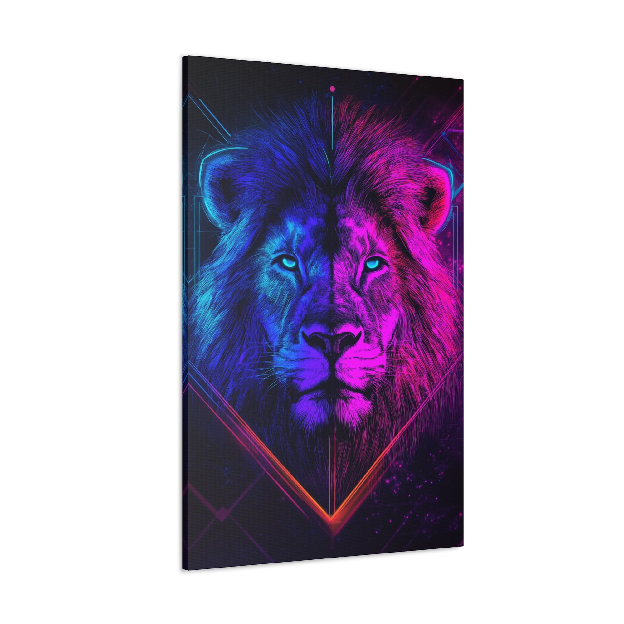 Neon Lion Canvas Wall Art - SynthFrame