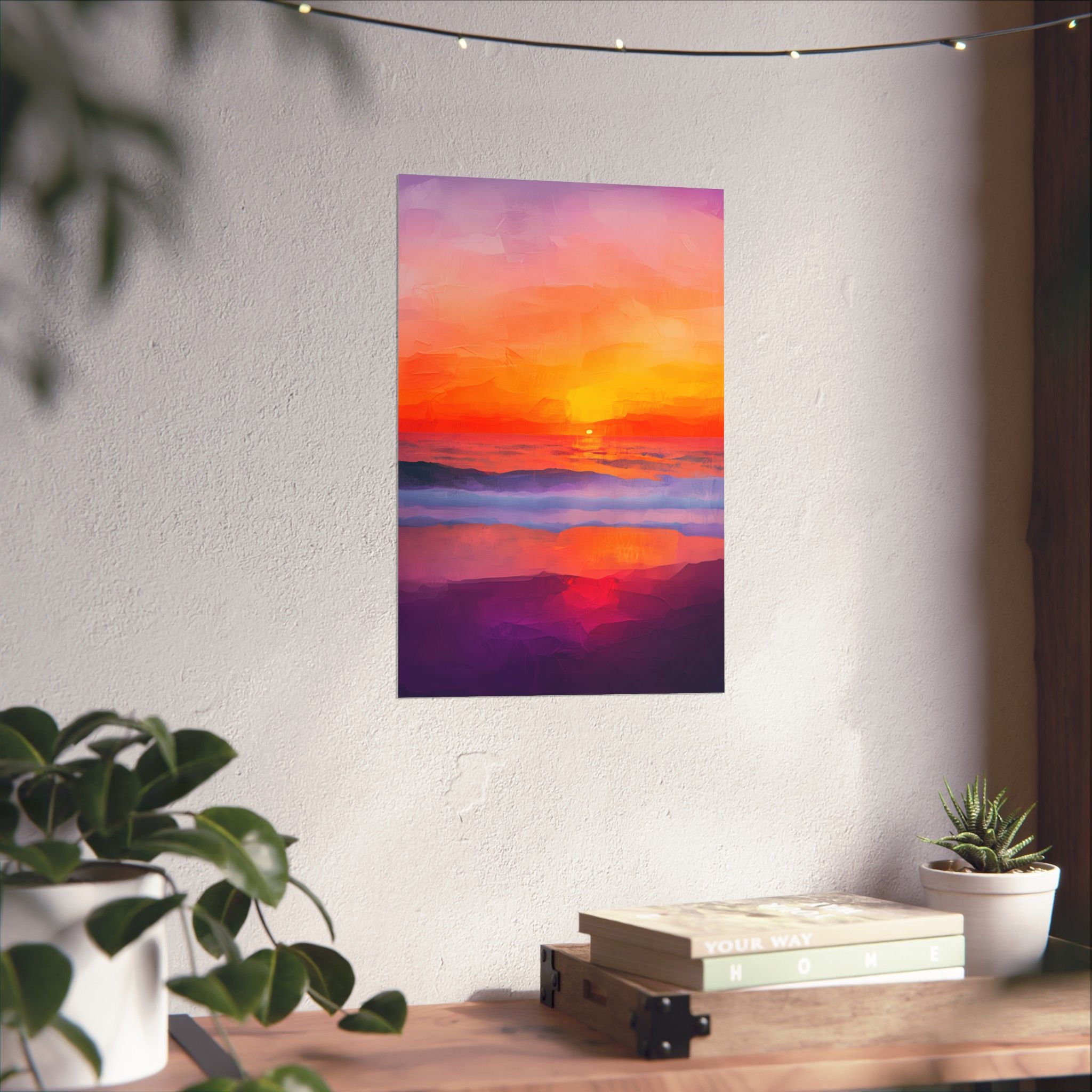 Abstract Coastal Sunset Poster Wall Art - SynthFrame