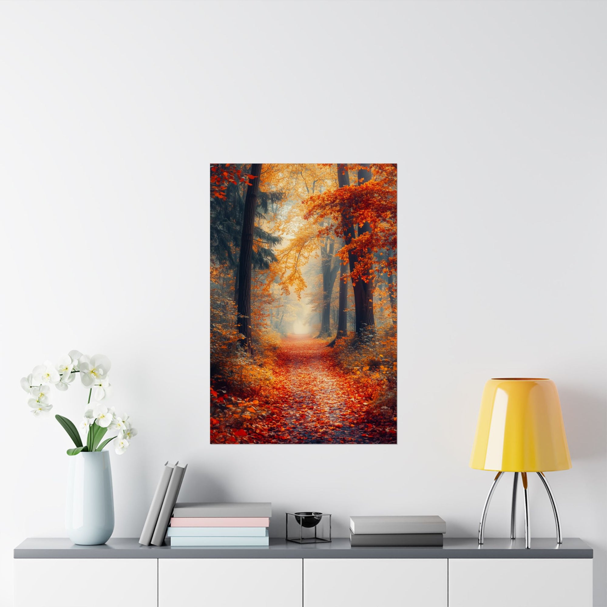 Autumn Forest Path Poster Wall Art - SynthFrame