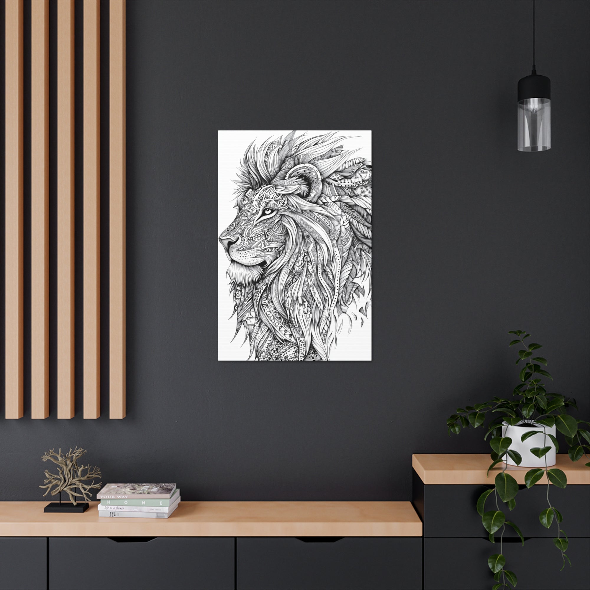 Zentangle Lion Canvas Wall Art - SynthFrame