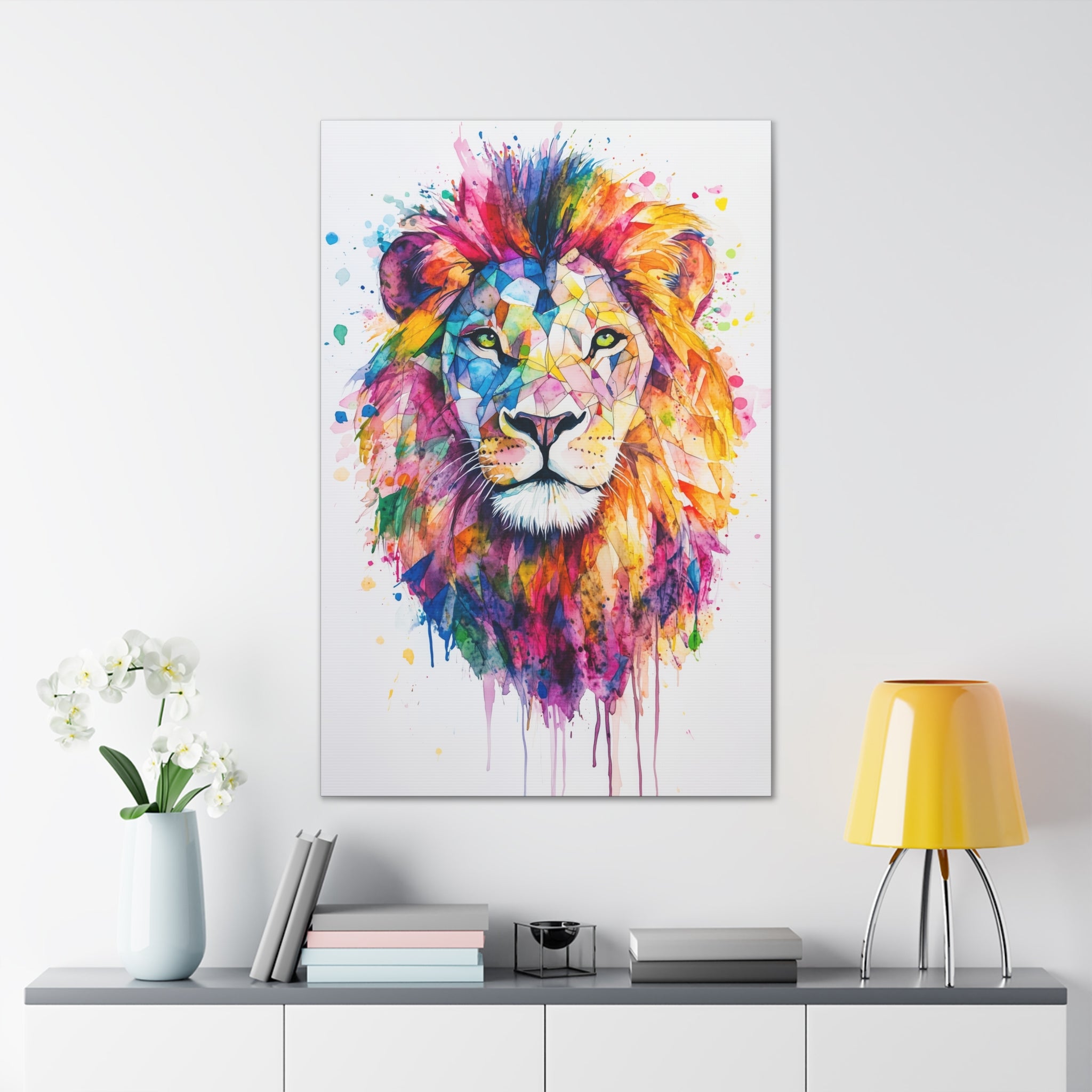 Watercolor Lion Canvas Wall Art - SynthFrame