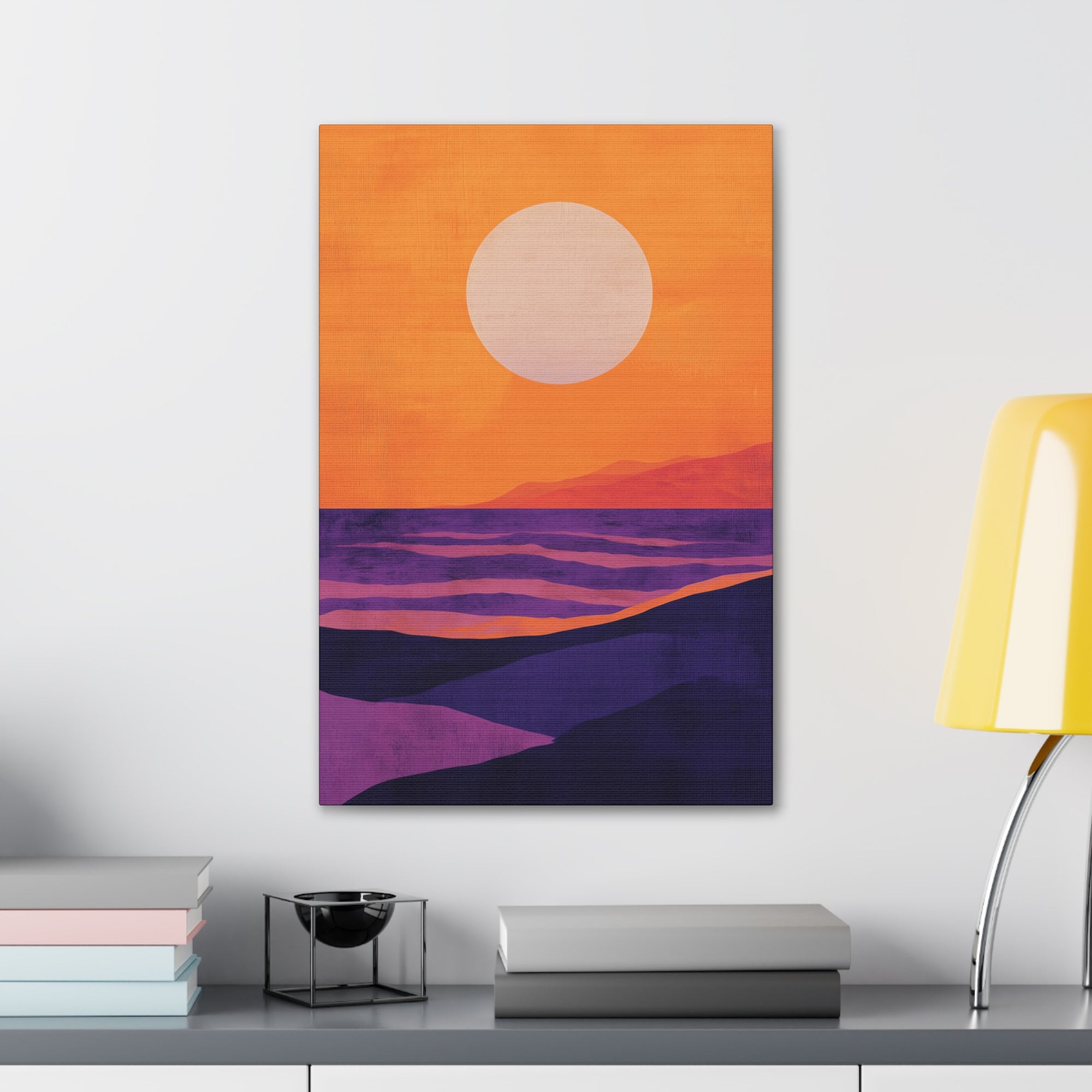 Abstract Coastal Sunset Canvas Wall Art - SynthFrame