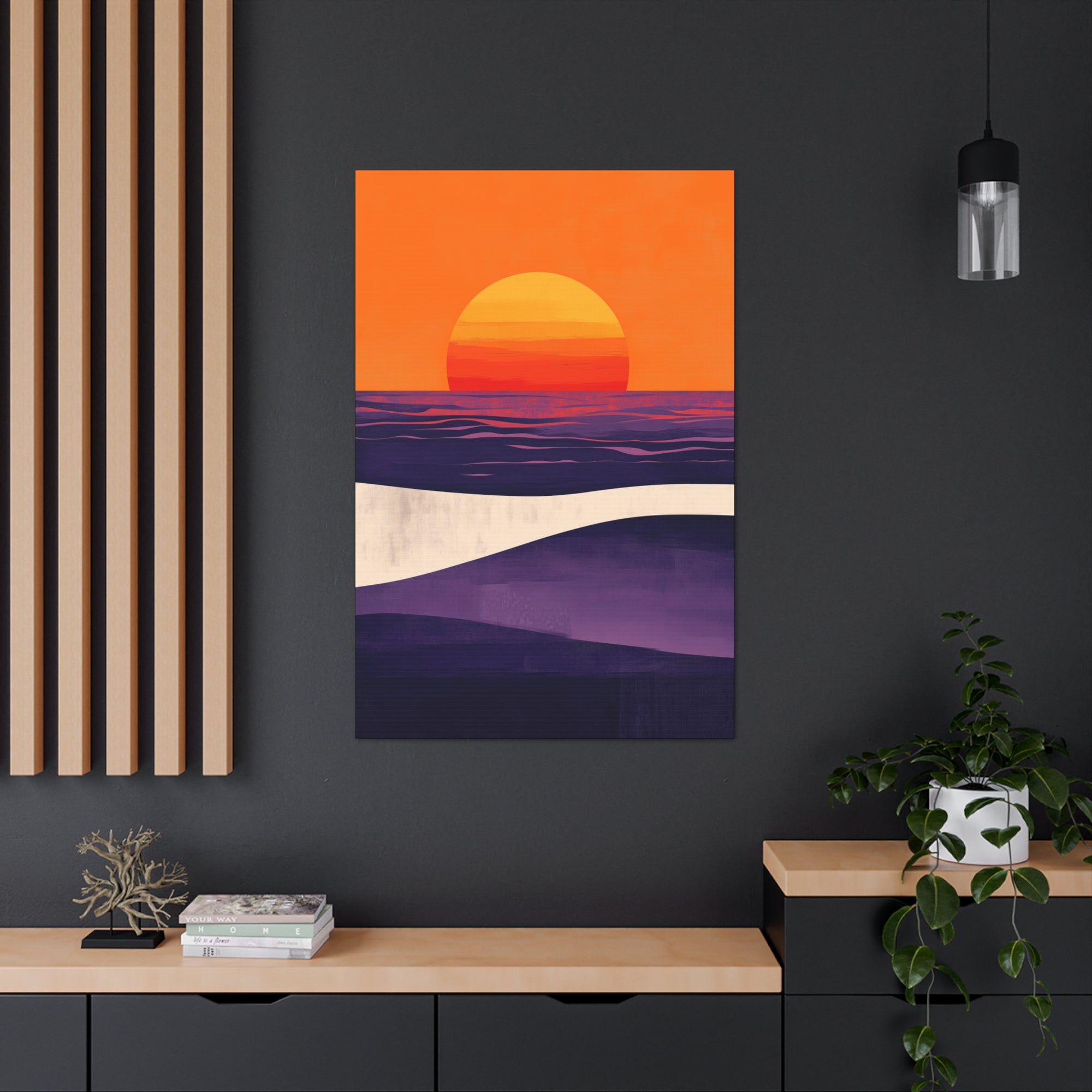 Abstract Coastal Sunset Canvas Wall Art - SynthFrame