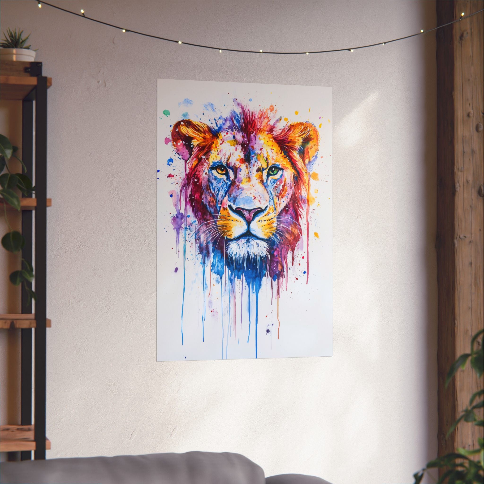 Watercolor Lion Poster