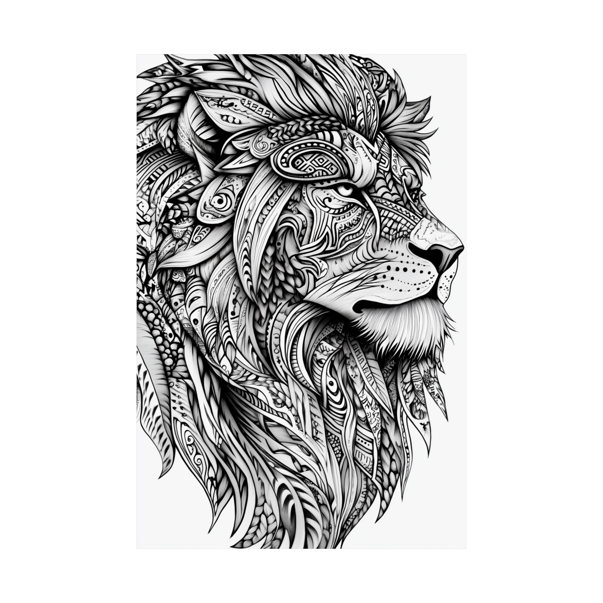 Zentangle Lion Poster