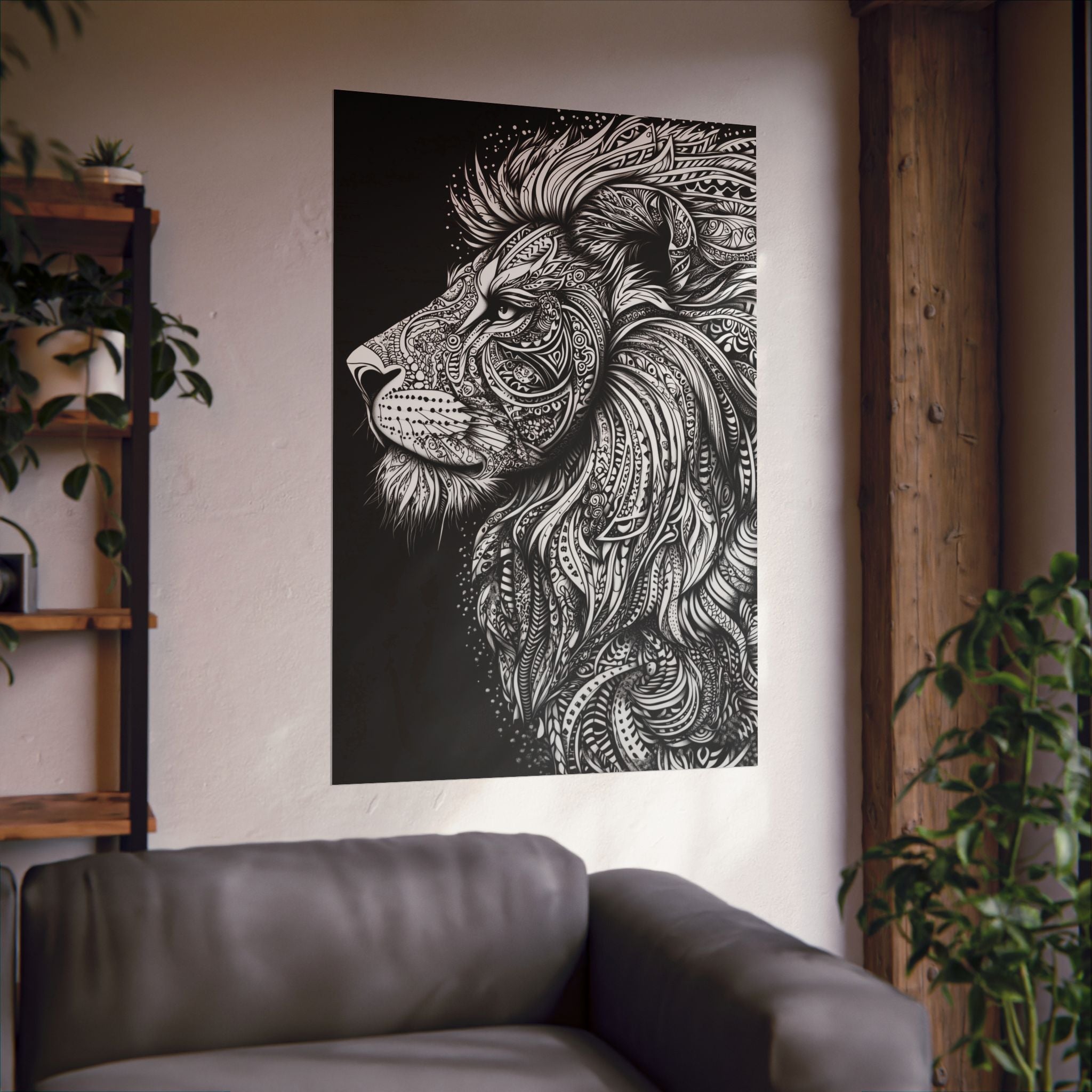 Zentangle Lion Poster