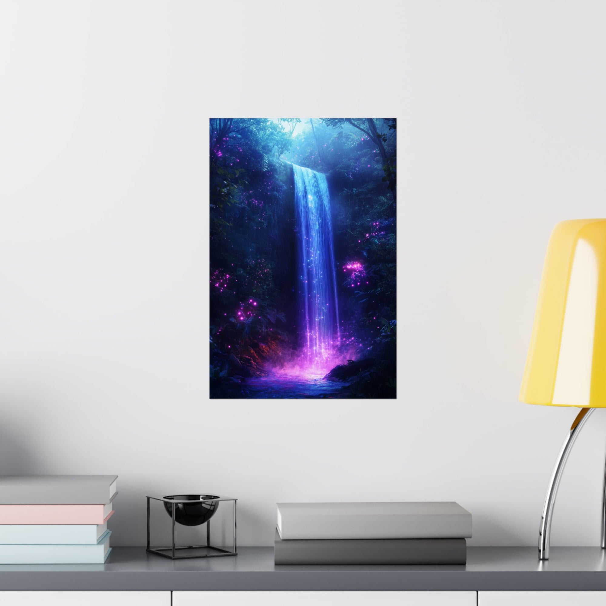 Enchanted Waterfall Oasis Poster Wall Art - SynthFrame