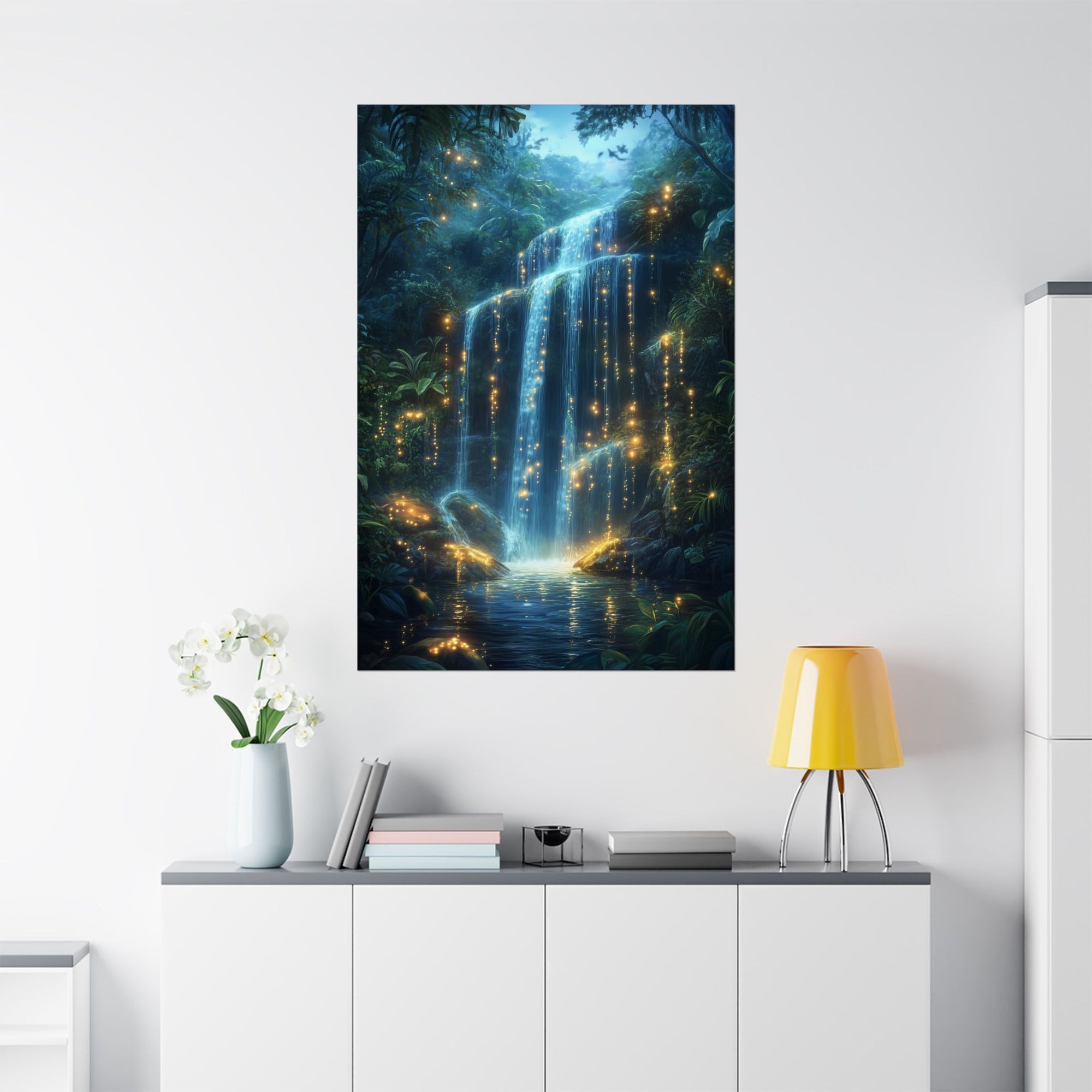 Enchanted Waterfall Oasis Poster Wall Art - SynthFrame