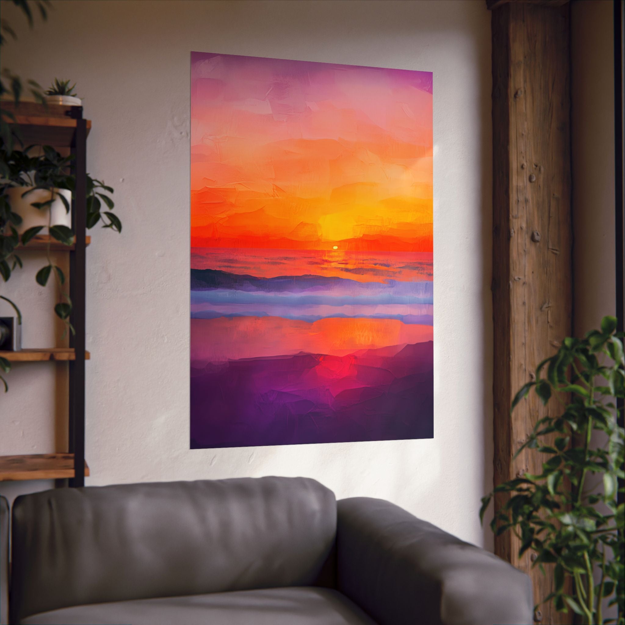 Abstract Coastal Sunset Poster Wall Art - SynthFrame