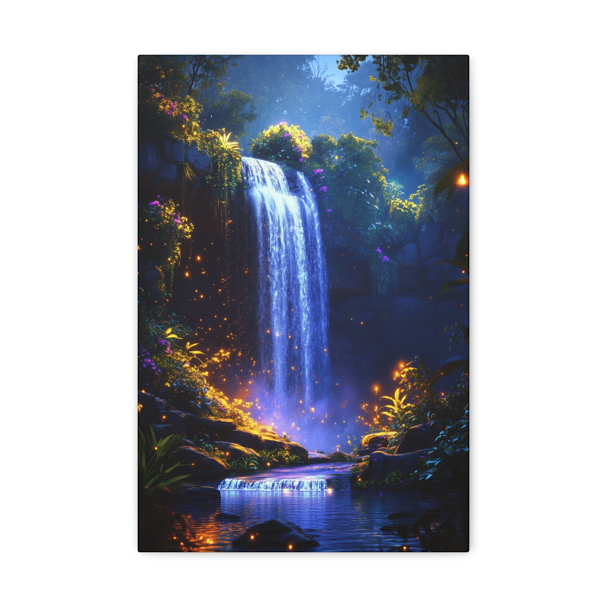 Enchanted Waterfall Oasis Canvas Wall Art - SynthFrame