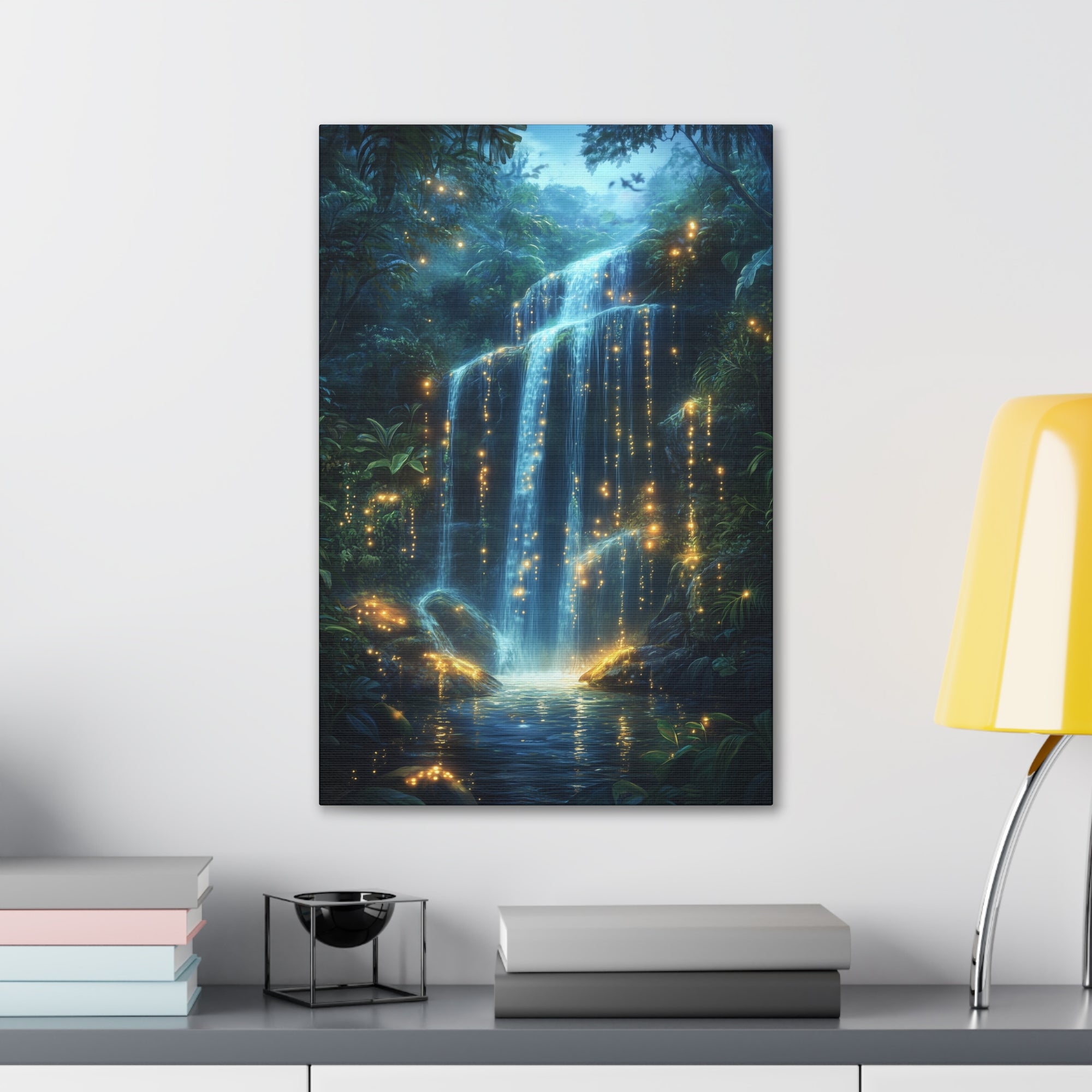 Enchanted Waterfall Oasis Canvas Wall Art - SynthFrame