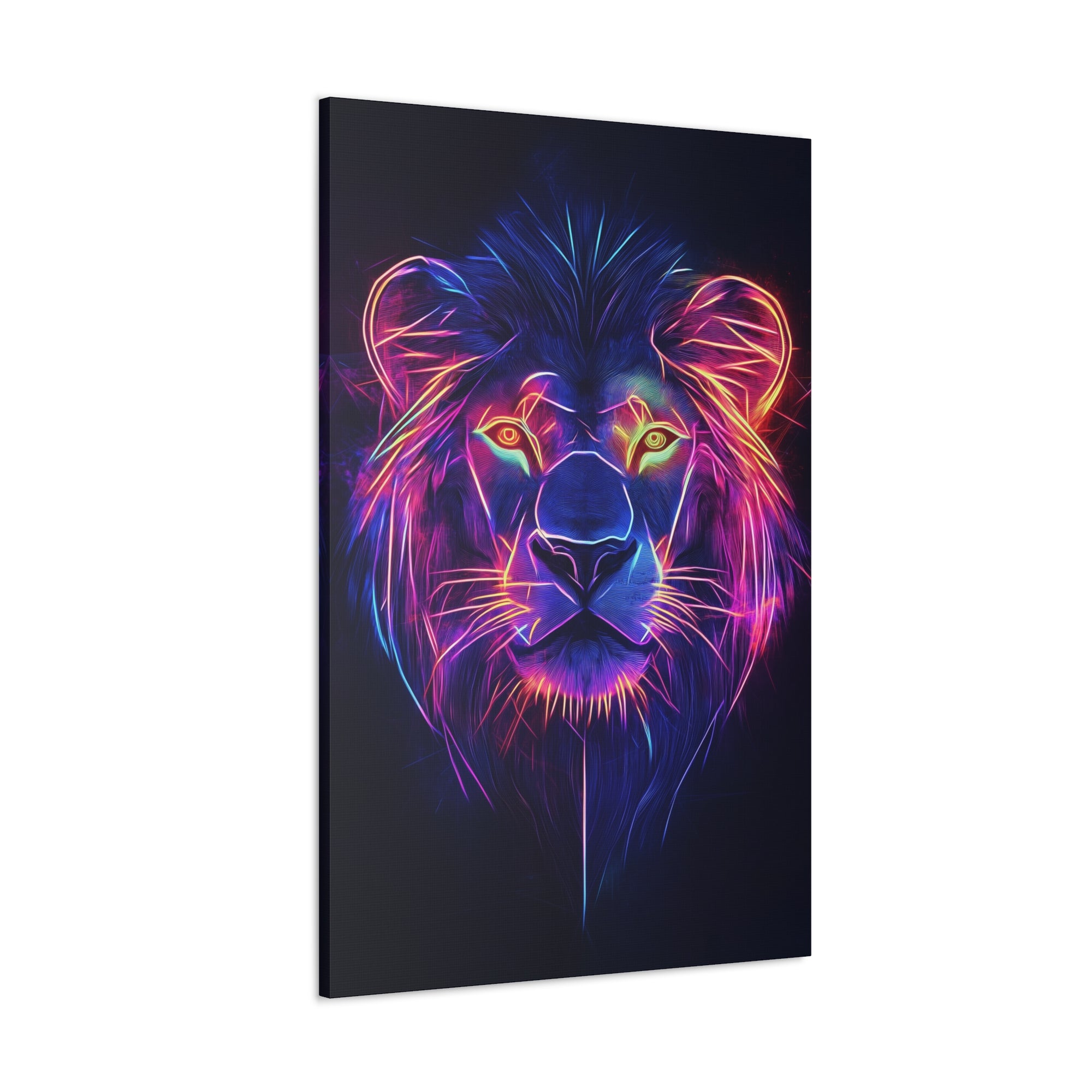 Neon Lion Canvas Wall Art - SynthFrame