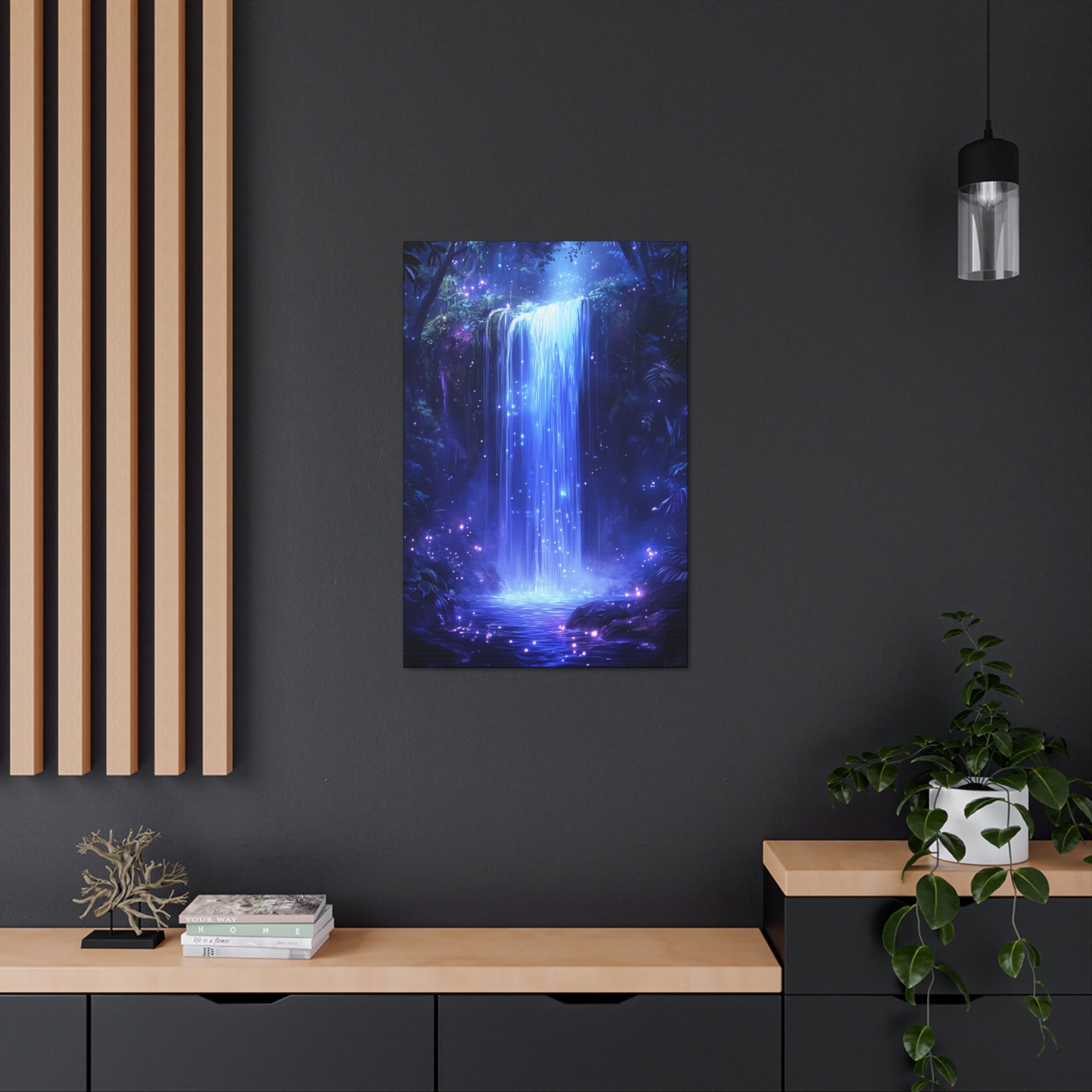 Enchanted Waterfall Oasis Canvas Wall Art - SynthFrame