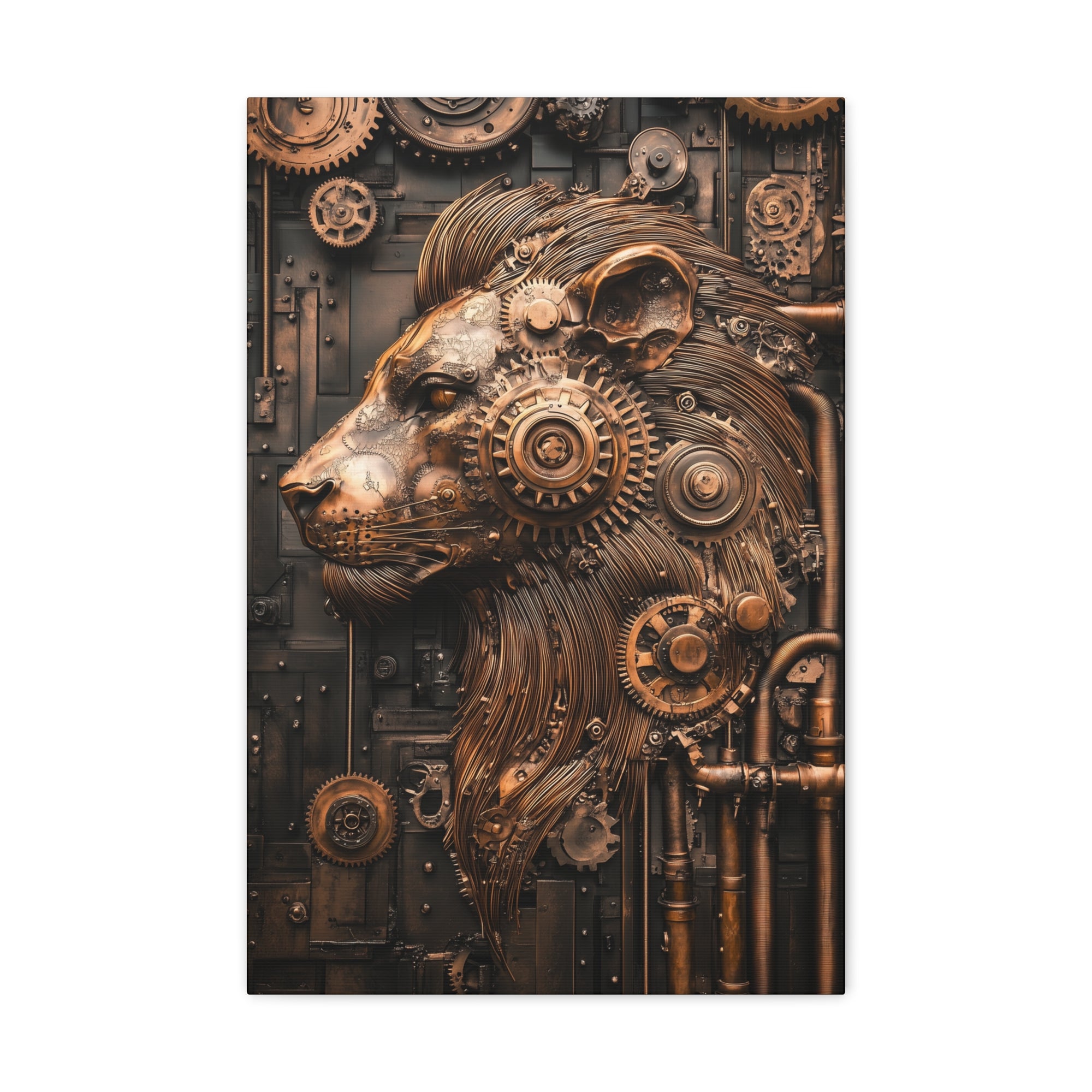 Steampunk Lion Canvas Wall Art - SynthFrame