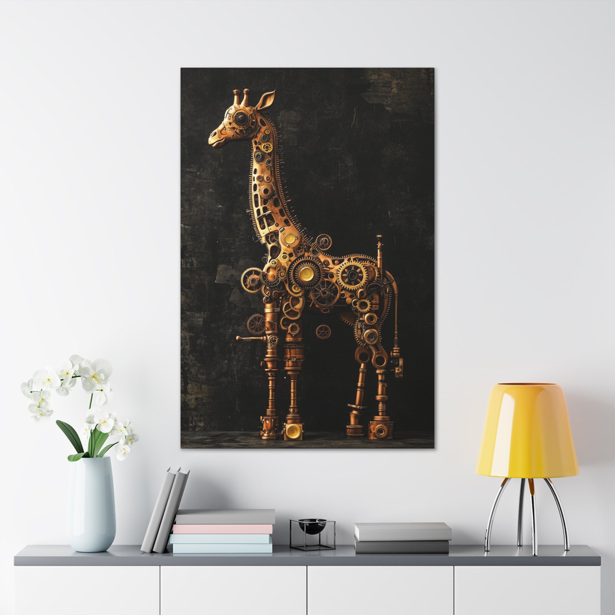 Steampunk Giraffe Canvas Wall Art - SynthFrame